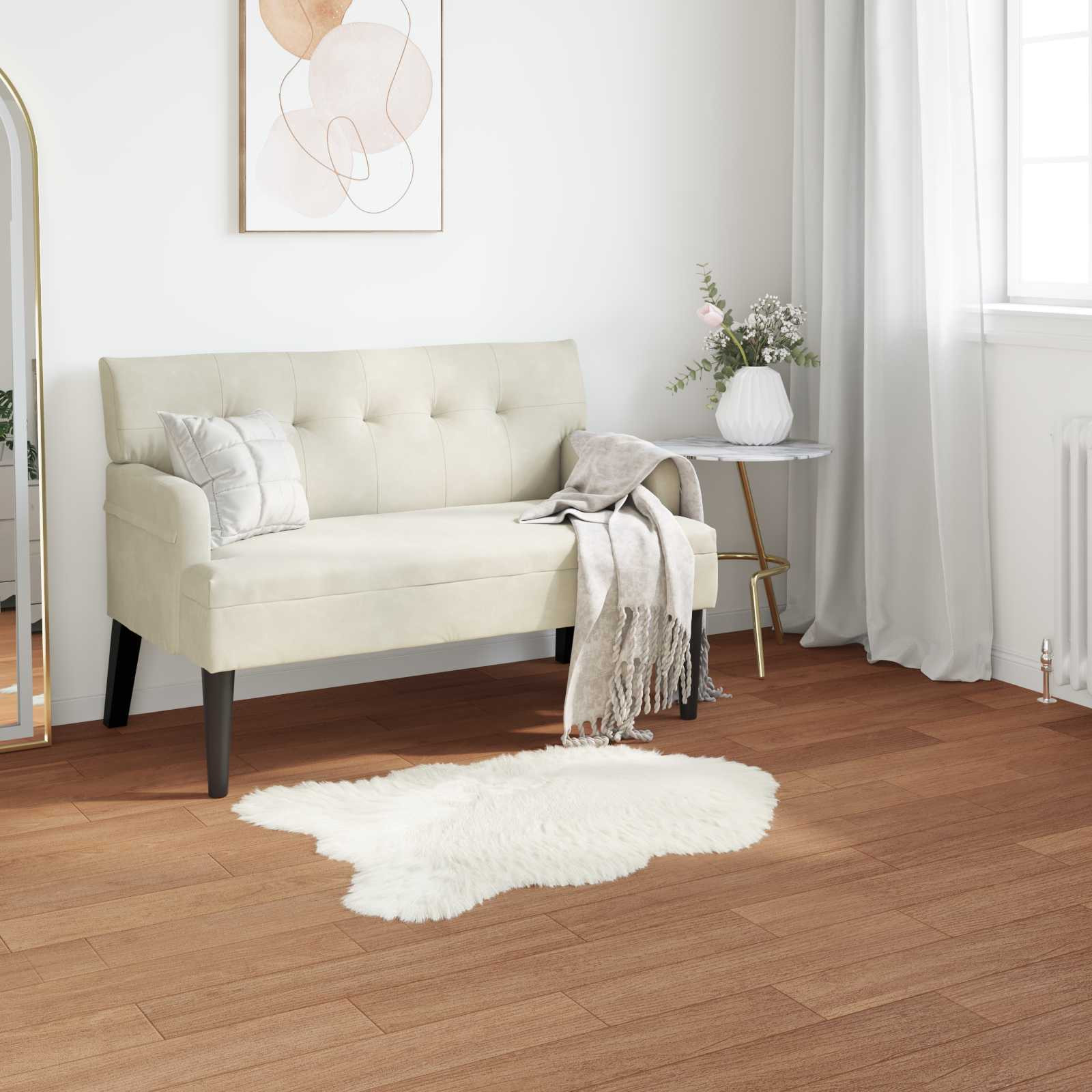 vidaXL Teppich aus Kunstschaffell TAFALLA Weiß 60 x 90 cm Polyester