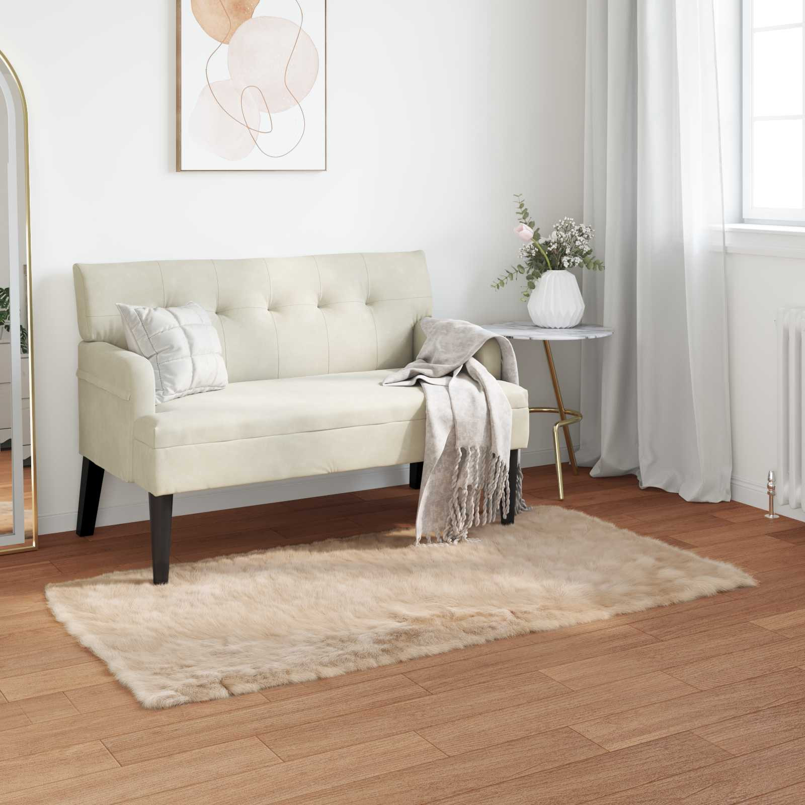 vidaXL Teppich aus Kunstschaffell TAFALLA Beige 60 x 110 cm Polyester