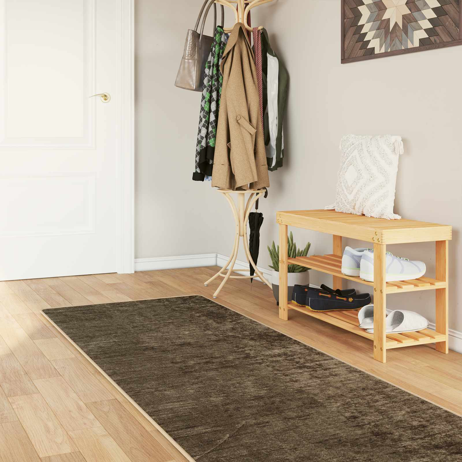 vidaXL Teppichläufer MARSA Waldgrün 100 x 450 cm Polyester und PVC