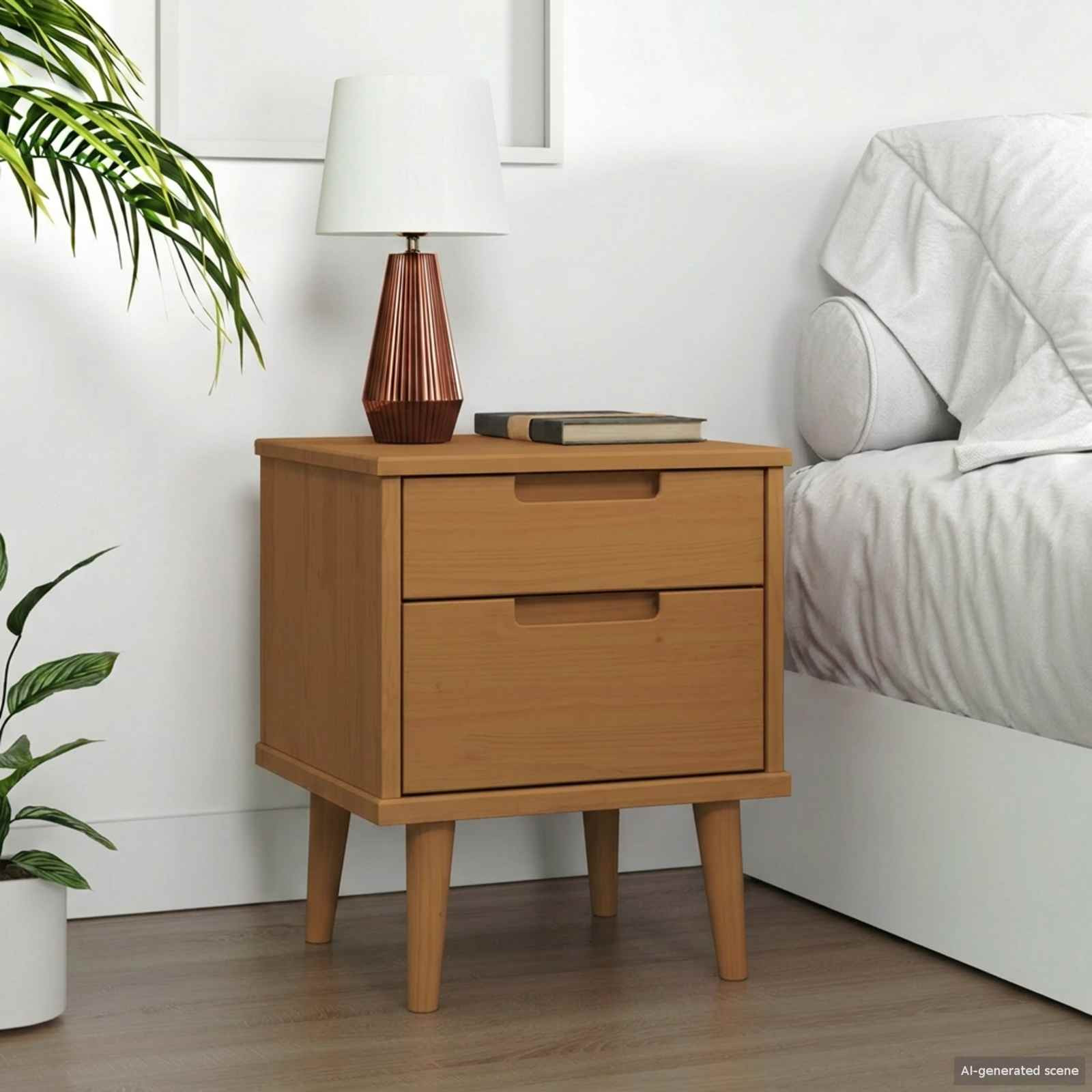 vidaXL Nachttisch MOLDE Karamell 40 x 35 x 48 cm Massives Kiefernholz
