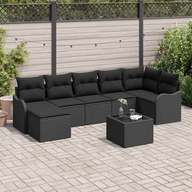vidaXL Gartensofa-set Schwarz Poly-Rattan