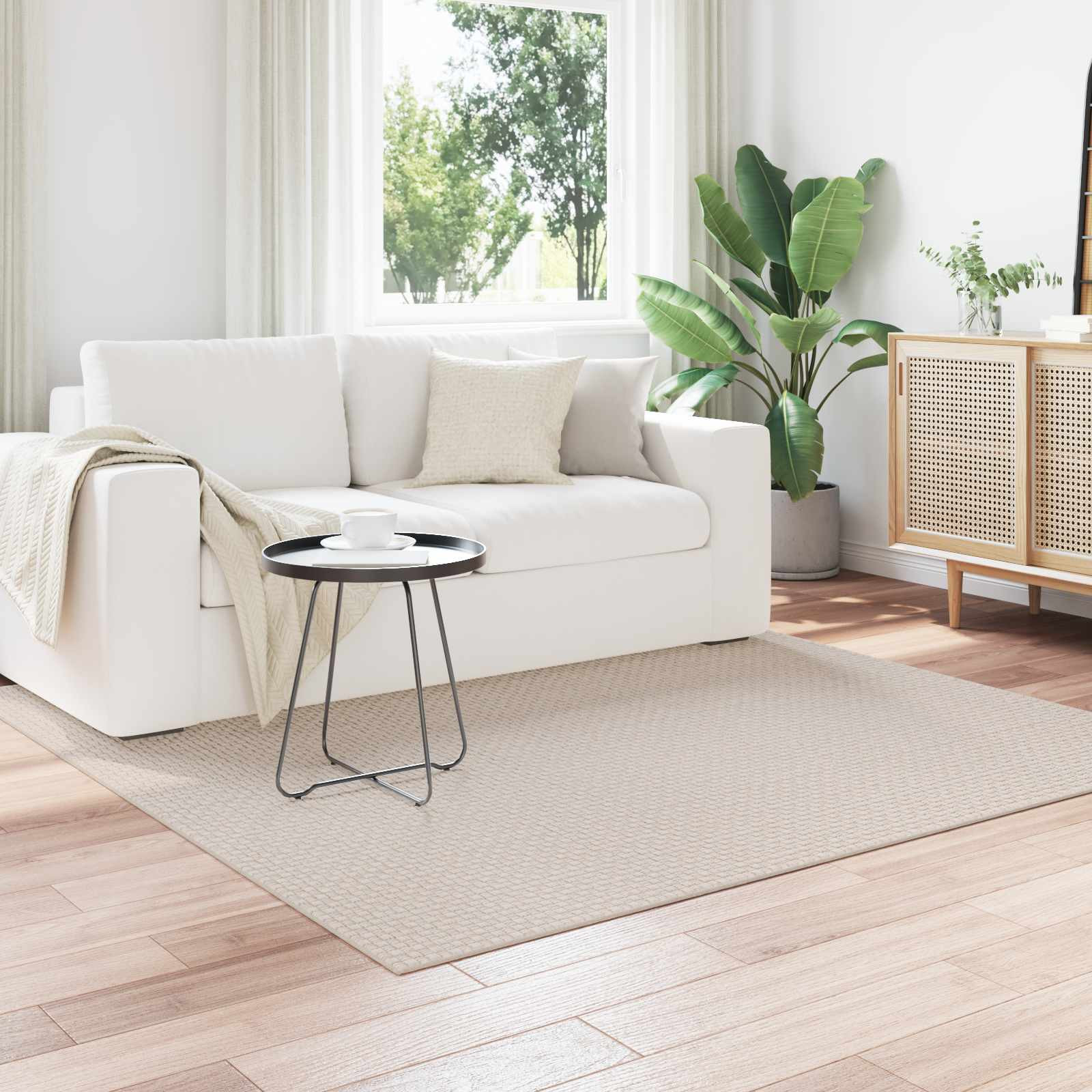 vidaXL Bereichsteppiche Quadratisch FARO Creme 200 x 200 cm Polyester