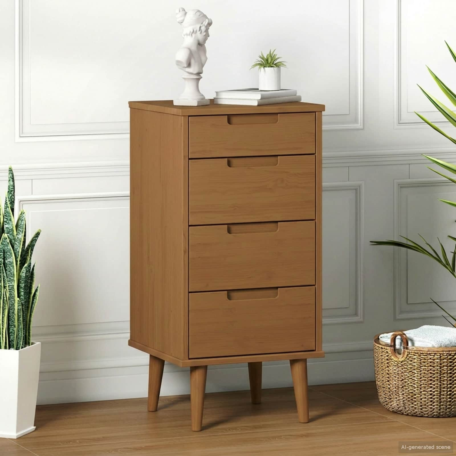 vidaXL Kommode MOLDE Karamell 40 x 35 x 82 cm Massives Kiefernholz