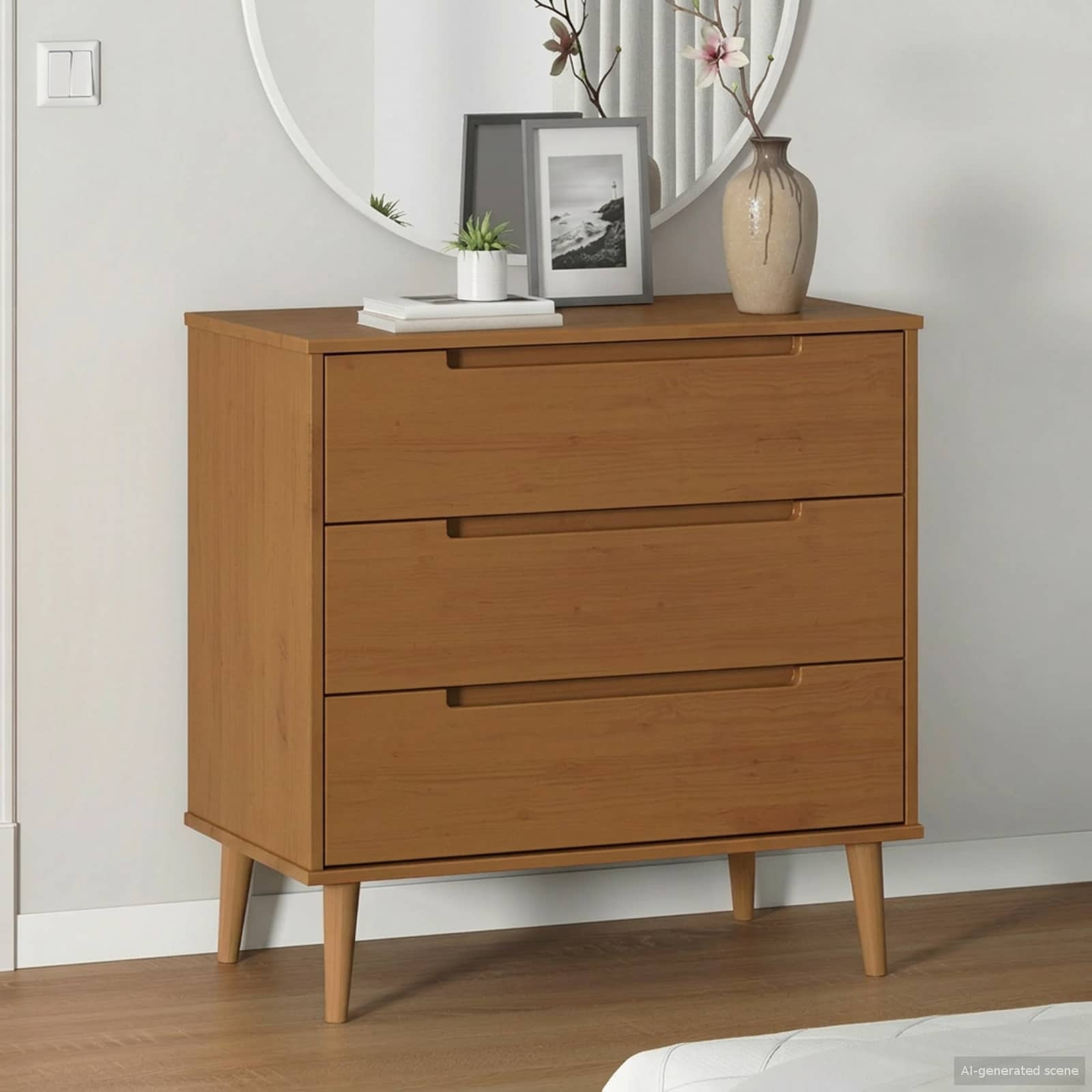 vidaXL Kommode MOLDE Karamell 80 x 40 x 80 cm Massives Kiefernholz