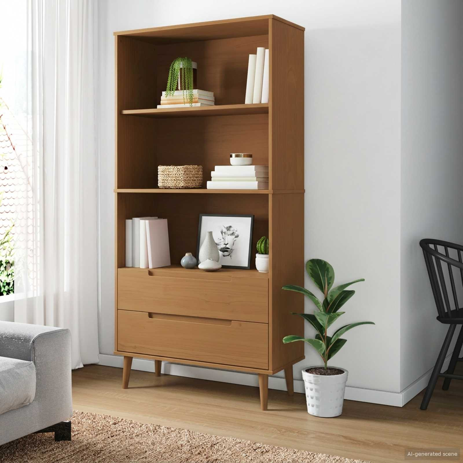vidaXL Bücherregal MOLDE 85 x 35 x 170,5 cm Massives Kiefernholz