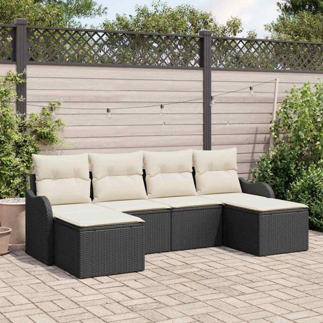vidaXL Gartensofa-set Schwarz Poly-Rattan