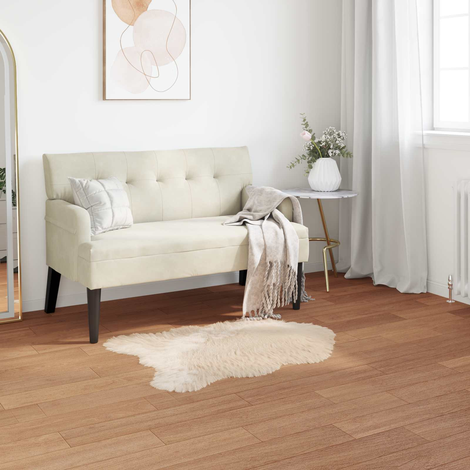 vidaXL Teppich aus Kunstschaffell TAFALLA Beige 60 x 90 cm Polyester