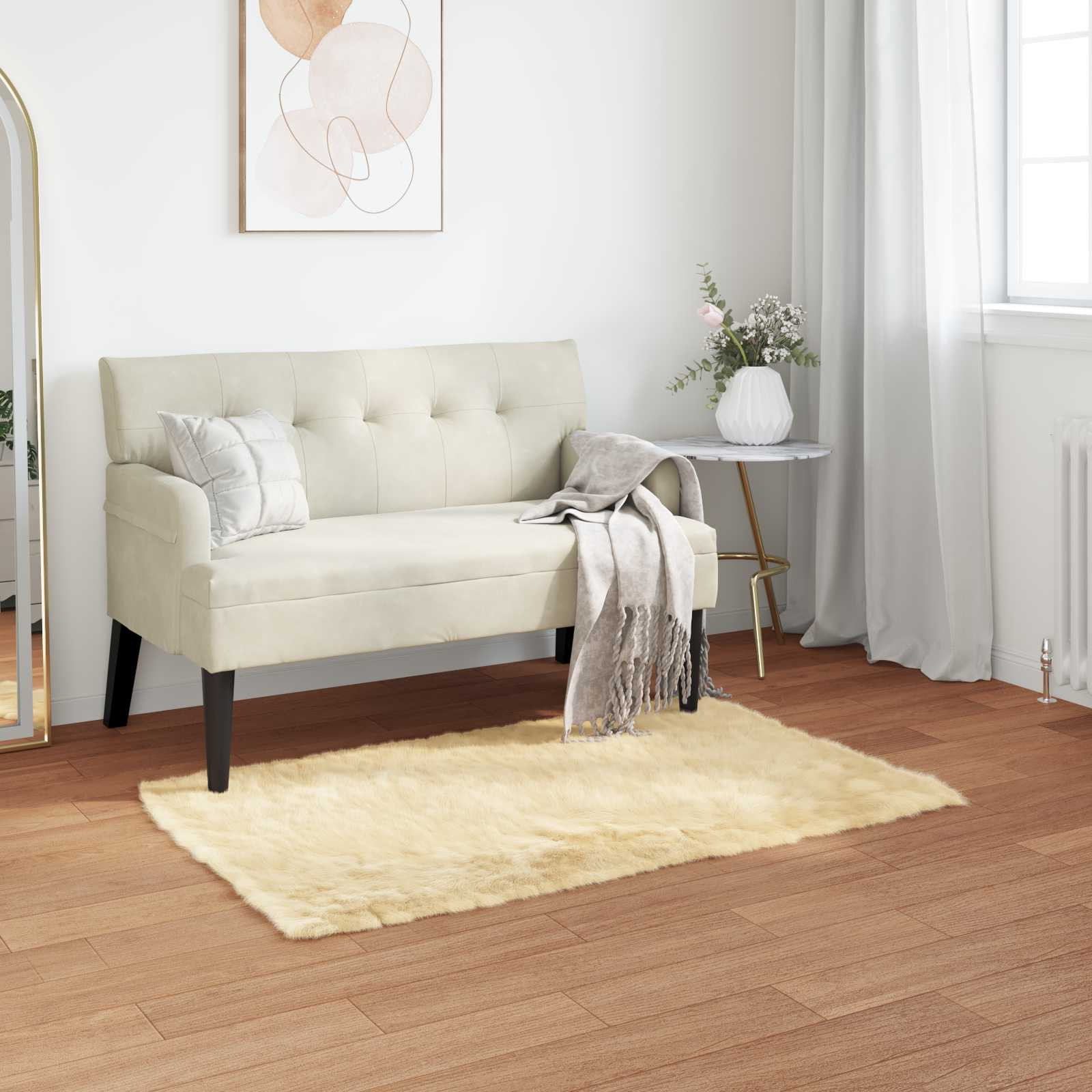 vidaXL Teppich aus Kunstschaffell TAFALLA Creme 80 x 150 cm Polyester