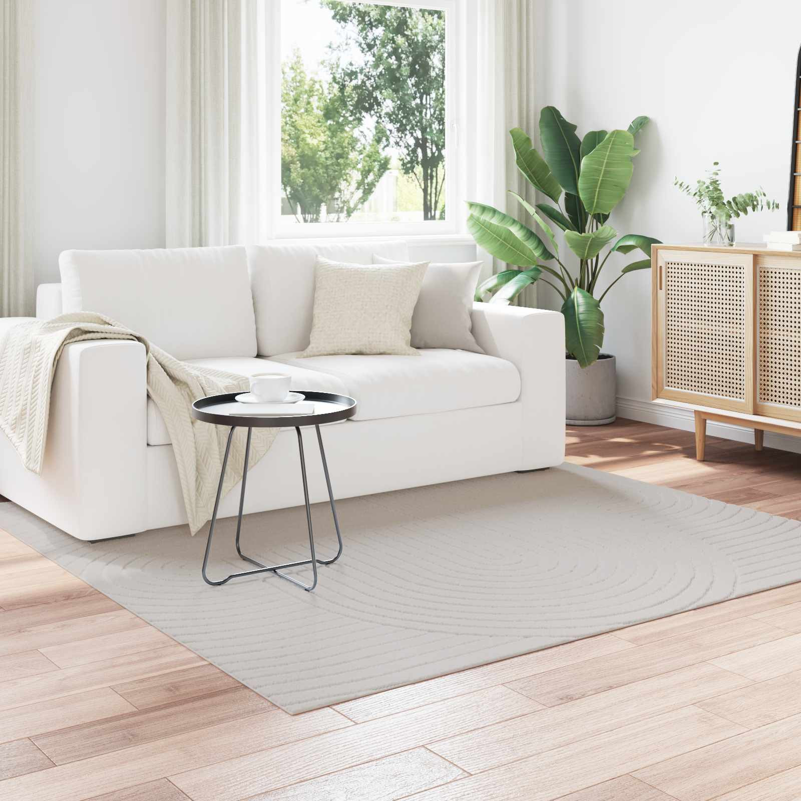 vidaXL Bereichsteppiche PALMERAS Creme 200 x 200 cm Polyester