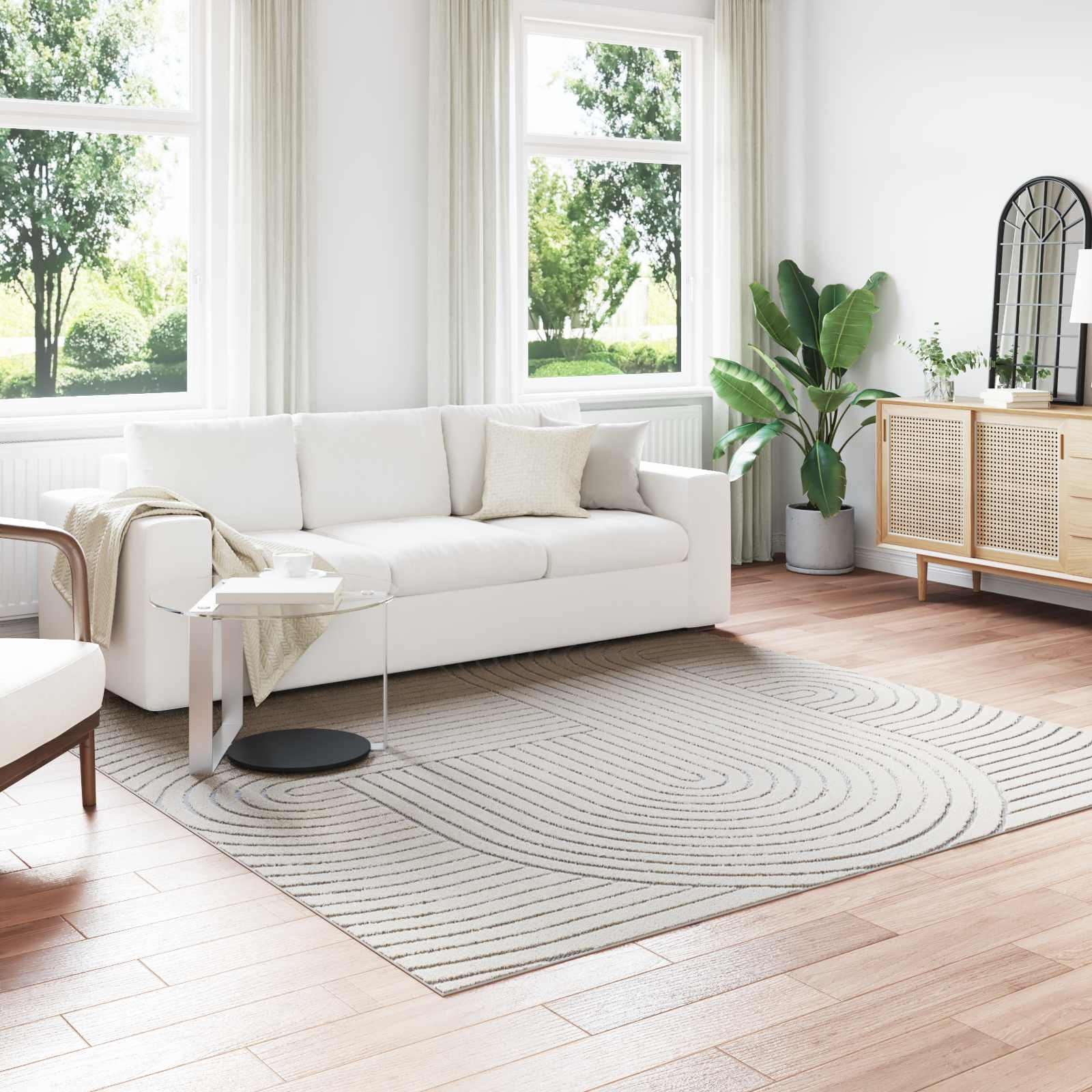vidaXL Bereichsteppiche PALMERAS Creme 240 x 240 cm Polyester