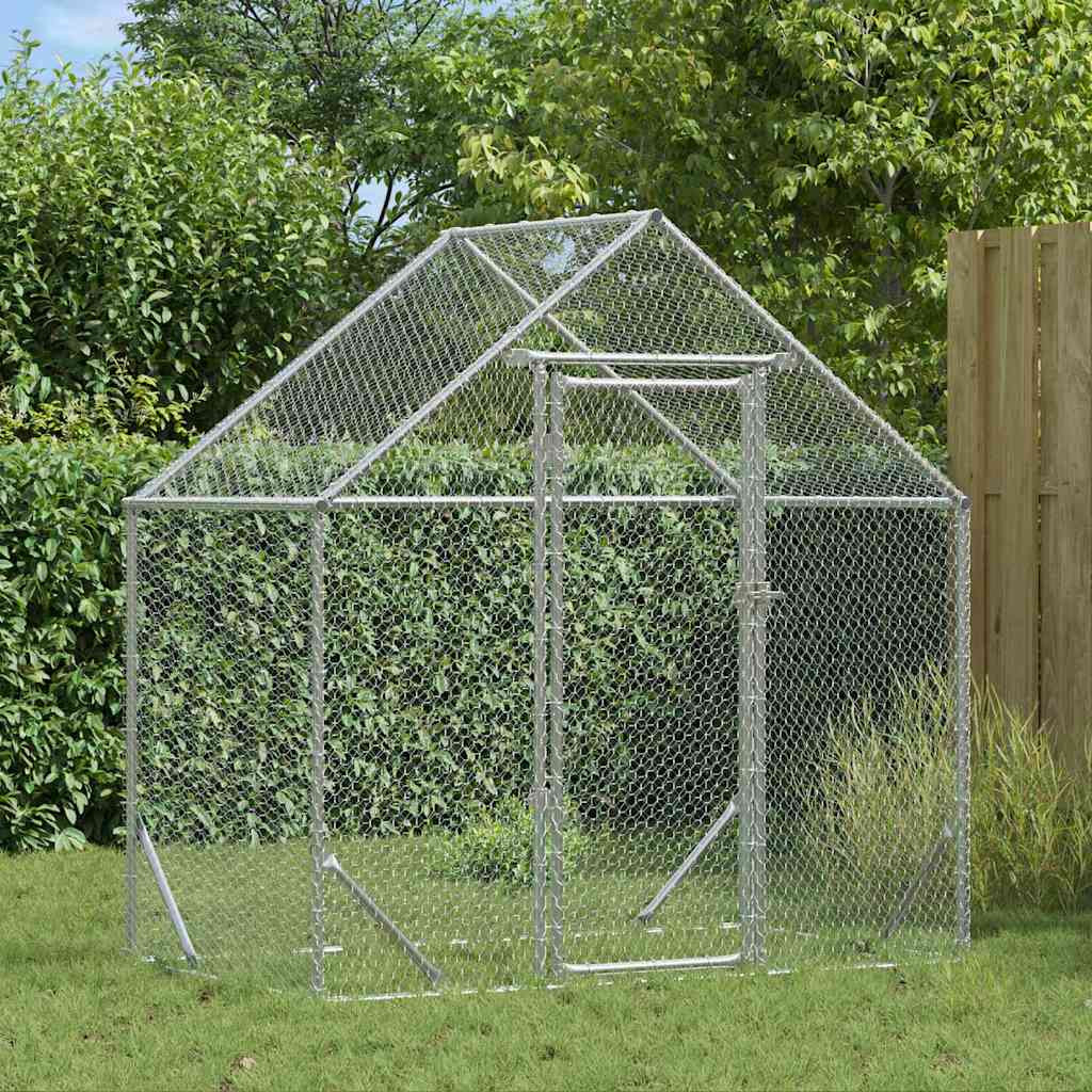 vidaXL Hühnerkäfig Silber 170 x 100 x 177 cm Verzinkter Stahl