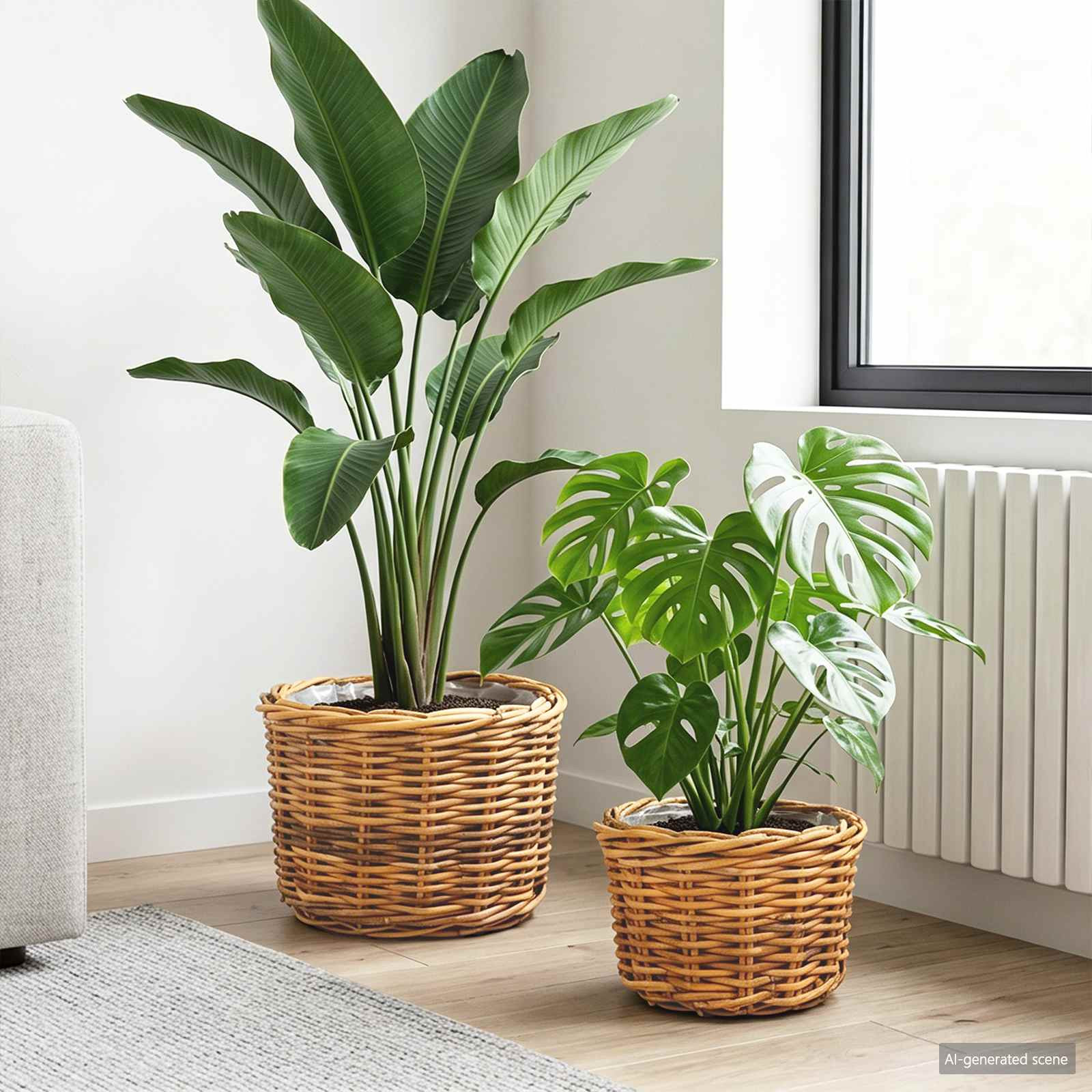 vidaXL Blumentopf Korb mit Speicher 2 Stk. Naturbraun Kubu Rattan