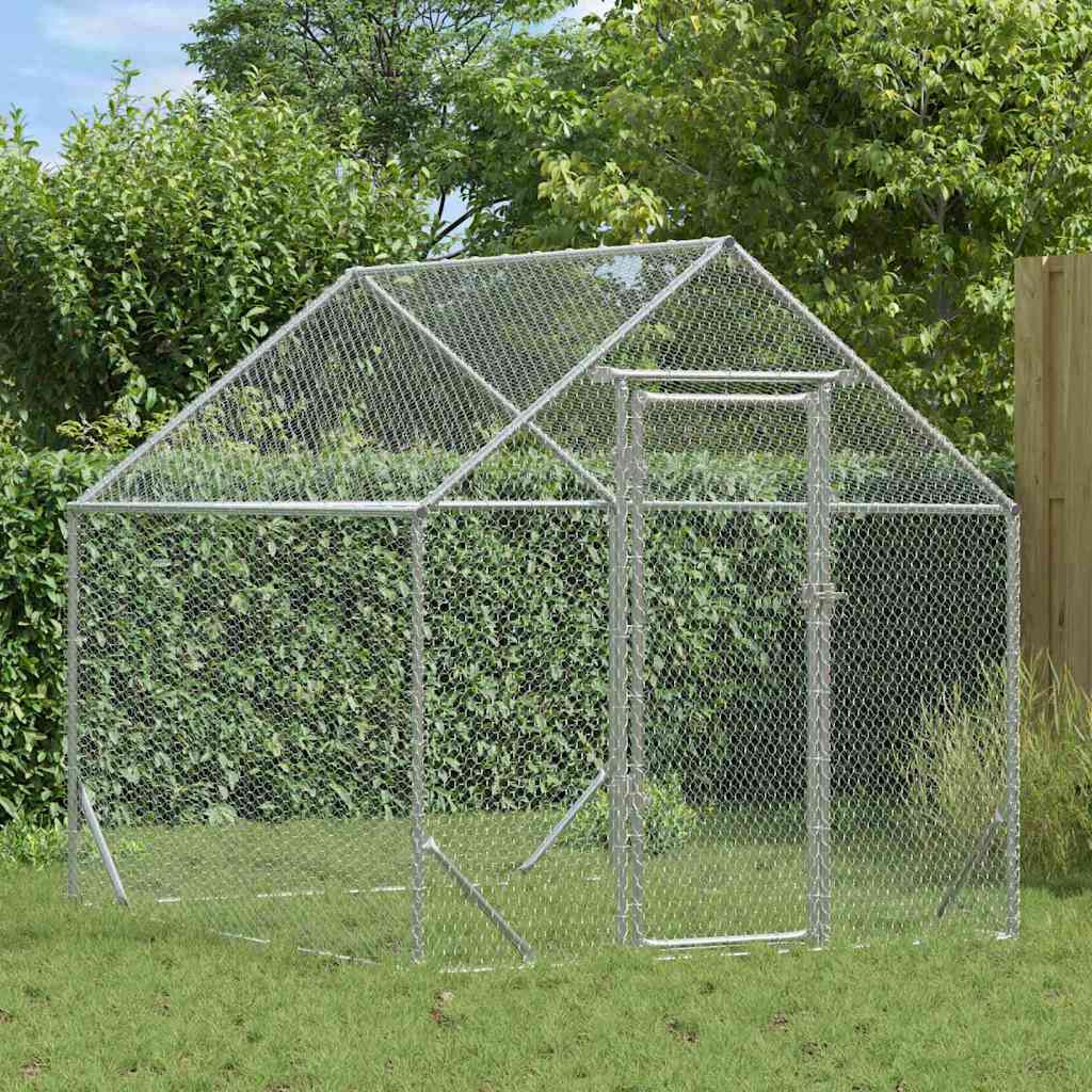 vidaXL Hühnerkäfig Silber 200 x 170 x 177 cm Verzinkter Stahl