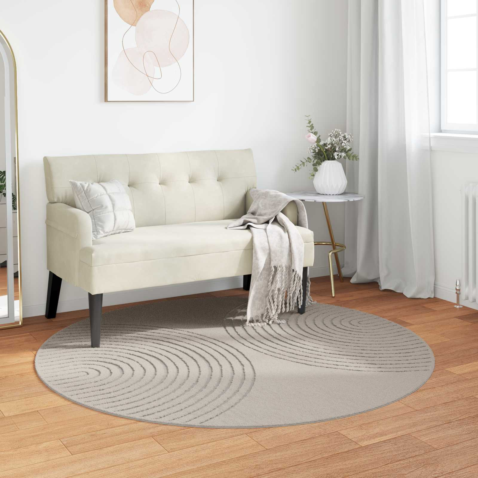 vidaXL Bereichsteppiche Rund GALATI Creme Ø 200 CM Polyester
