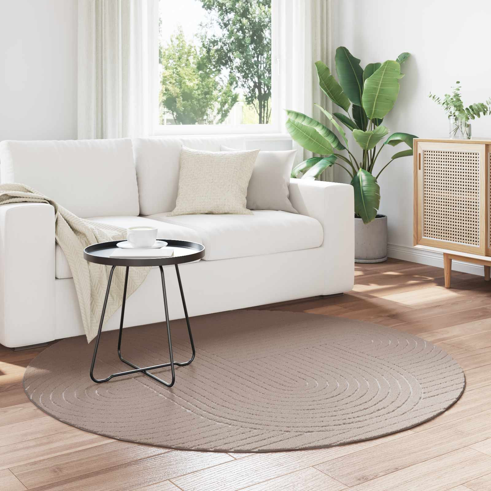 vidaXL Bereichsteppiche Rund PALMERAS Beige Ø 120 CM Polyester
