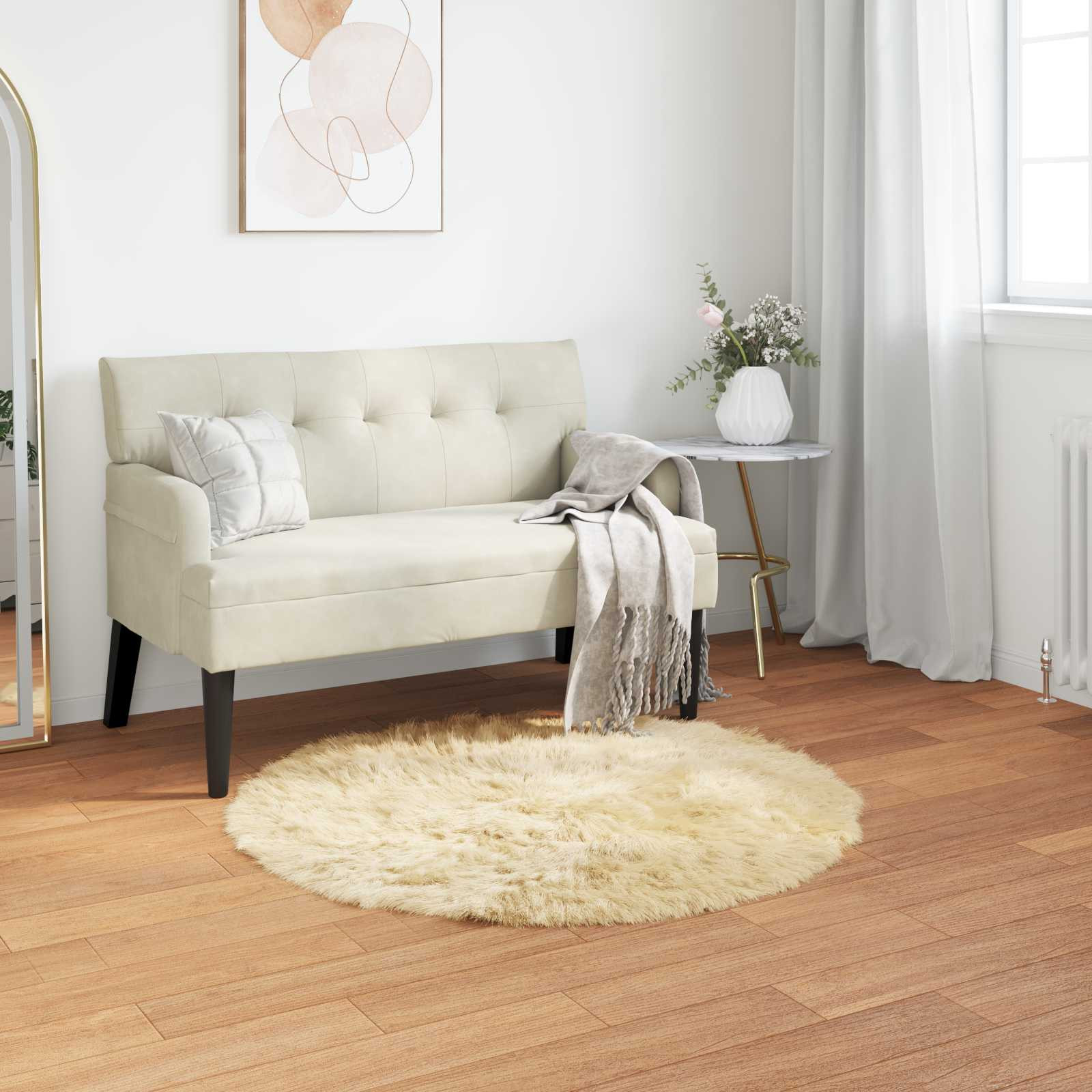 vidaXL Teppich aus Kunstschaffell TAFALLA Creme Ø 80 cm Polyester