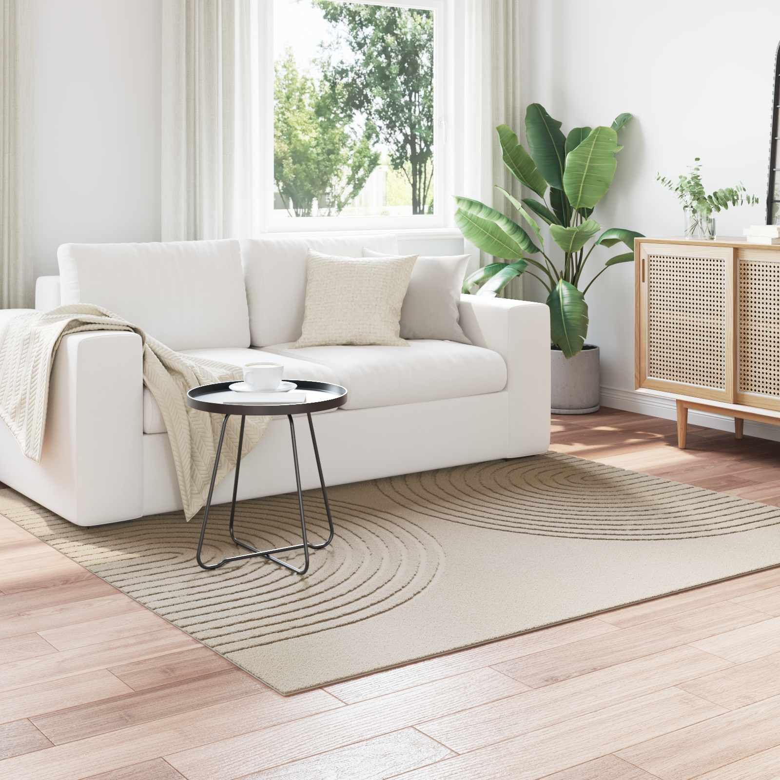 vidaXL Bereichsteppiche Quadratisch GALATI Beige 120 x 120 cm