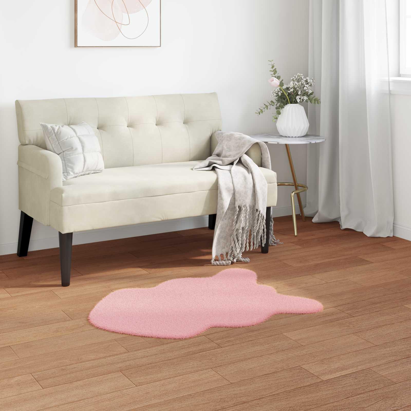 vidaXL Rutschfester Teppich aus Kunstkaninchenfell OLITE Rosa