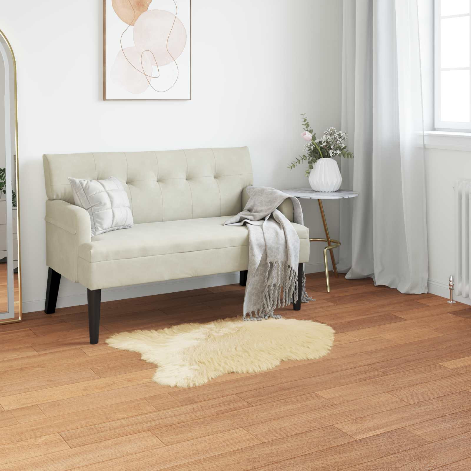 vidaXL Teppich aus Kunstschaffell TAFALLA Creme 60 x 90 cm Polyester