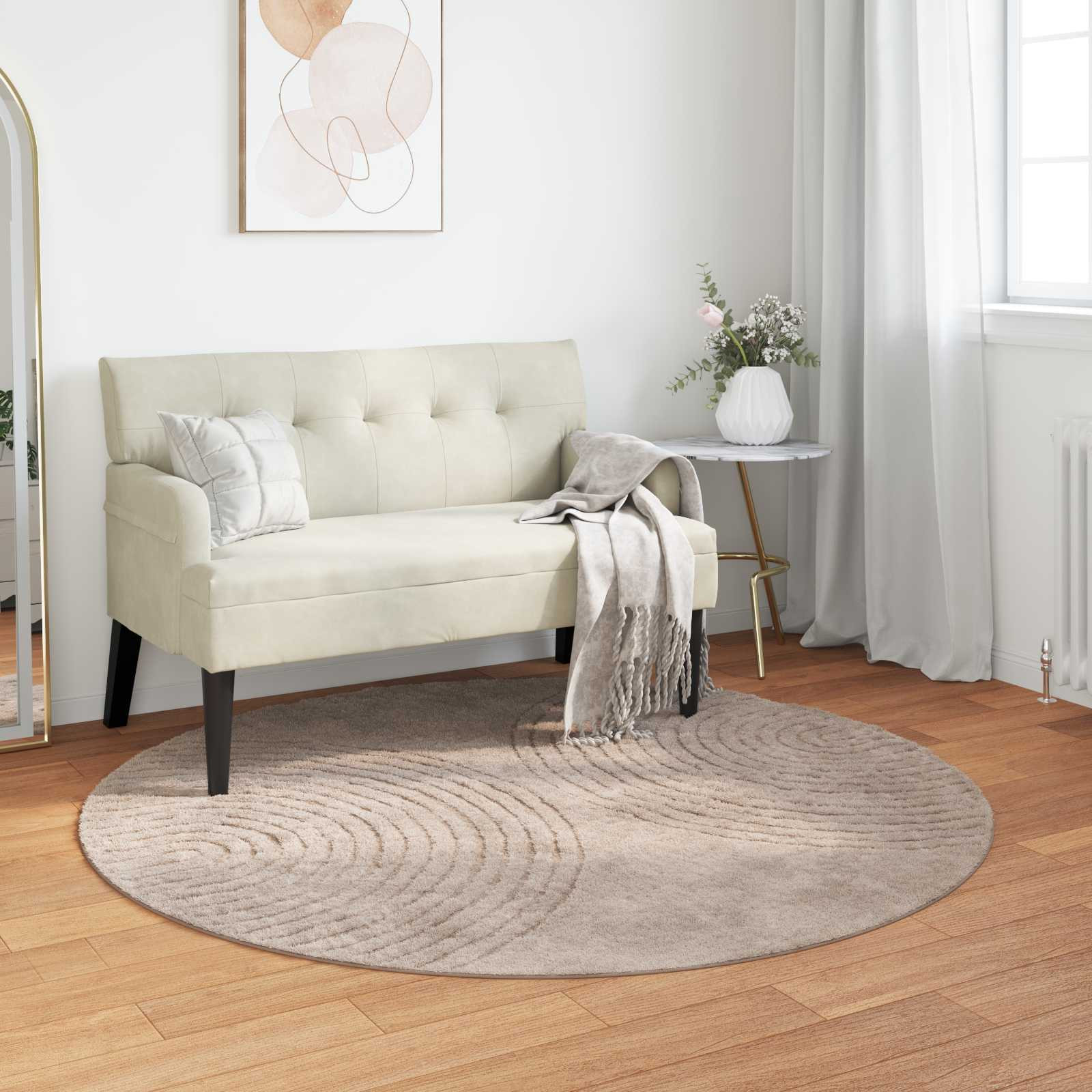 vidaXL Bereichsteppiche Rund GALATI Beige Ø 160 CM Polyester