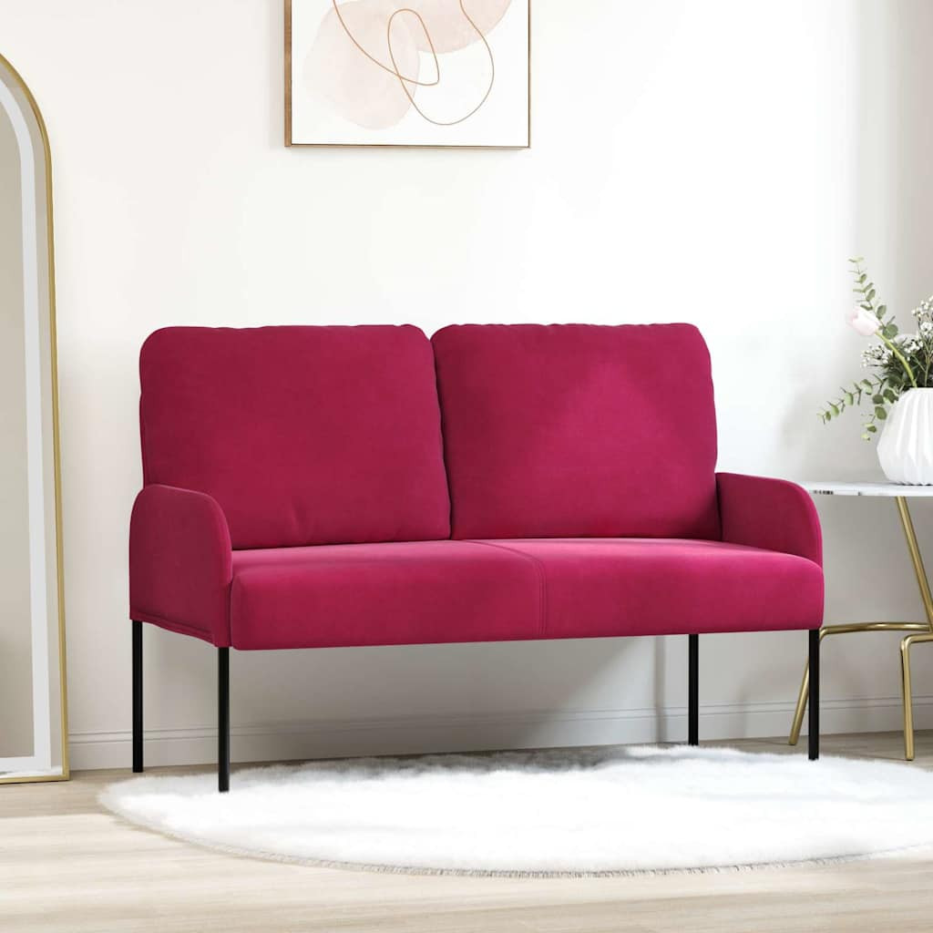 vidaXL Sofas mit Kissen 110cm Weinrot Sperrholz