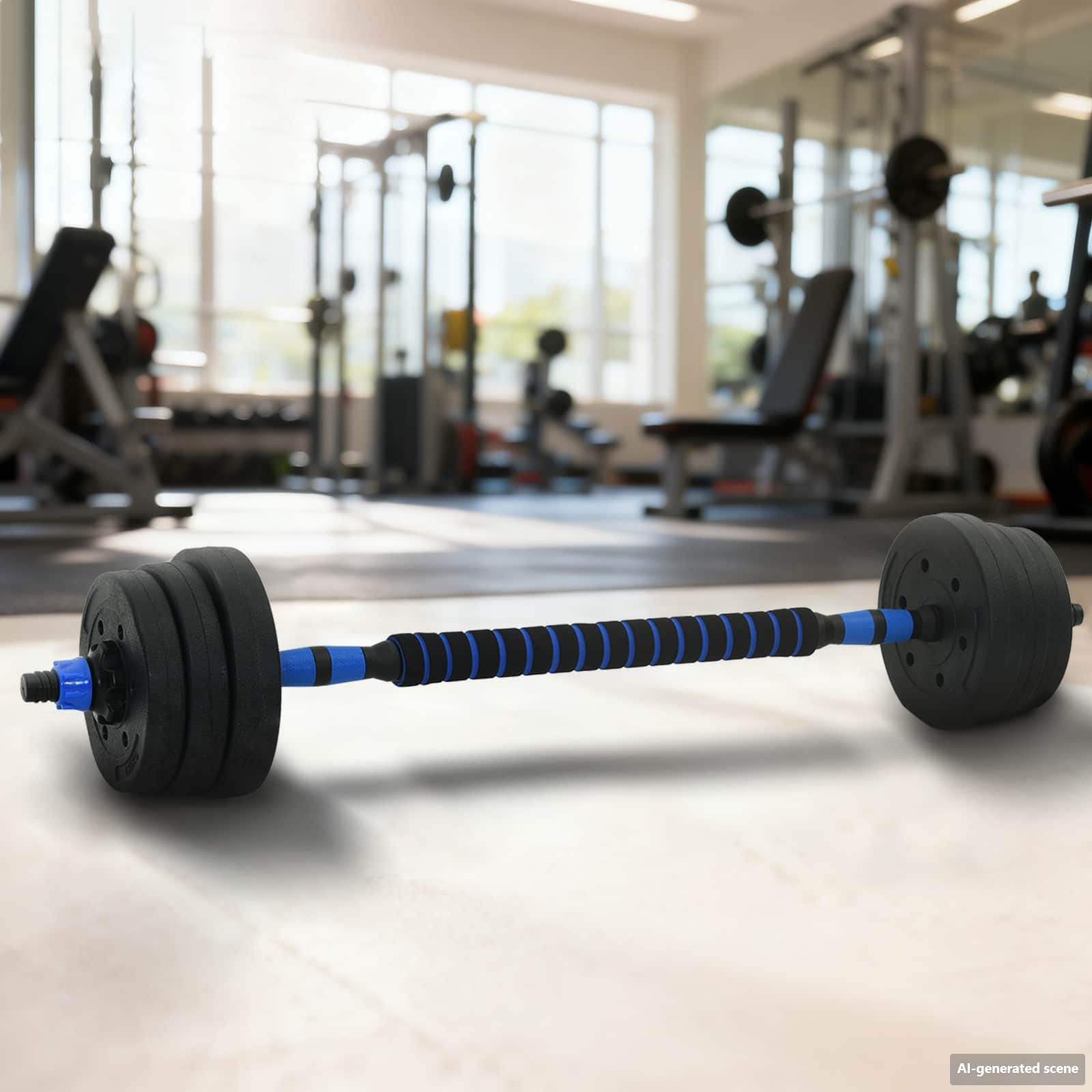 vidaXL 2-in-1 Kurzhantel Langhantel Set 20 kg Schwarz und Blau