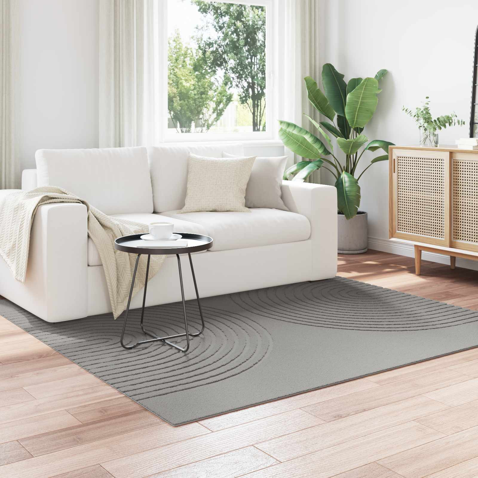 vidaXL Bereichsteppiche Quadratisch GALATI Grau 200 x 200 cm Polyester