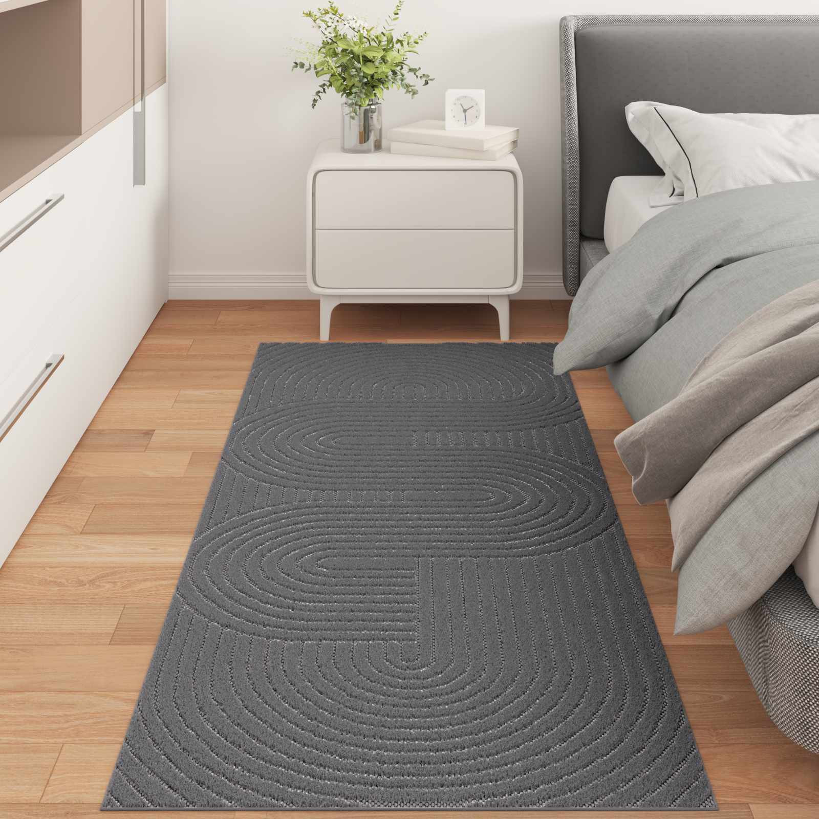 vidaXL Bereichsteppiche PALMERAS Anthrazit 200 x 80 cm Polyester