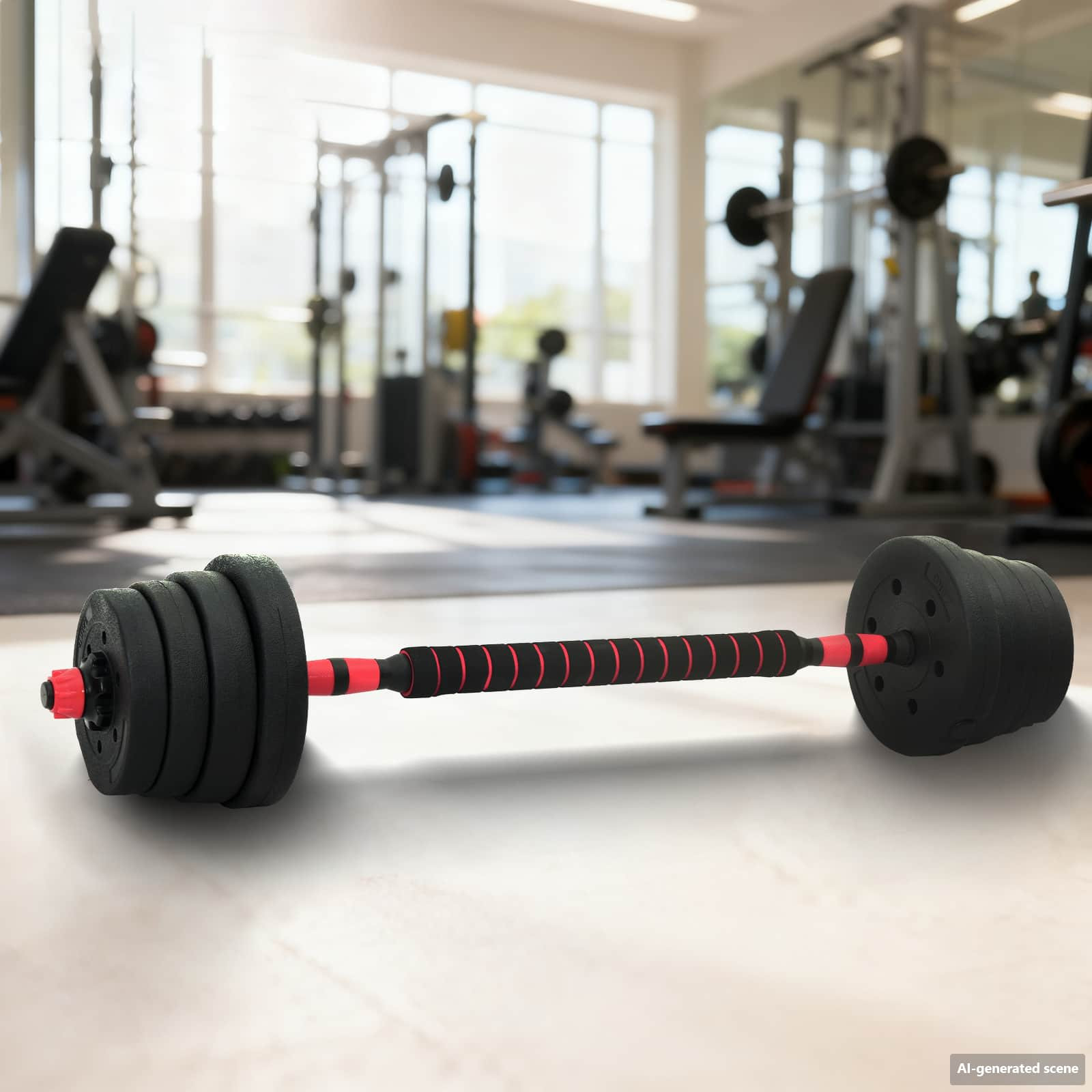 vidaXL 2-in-1 Kurzhantel Langhantel Set 30 kg Schwarz und Rot