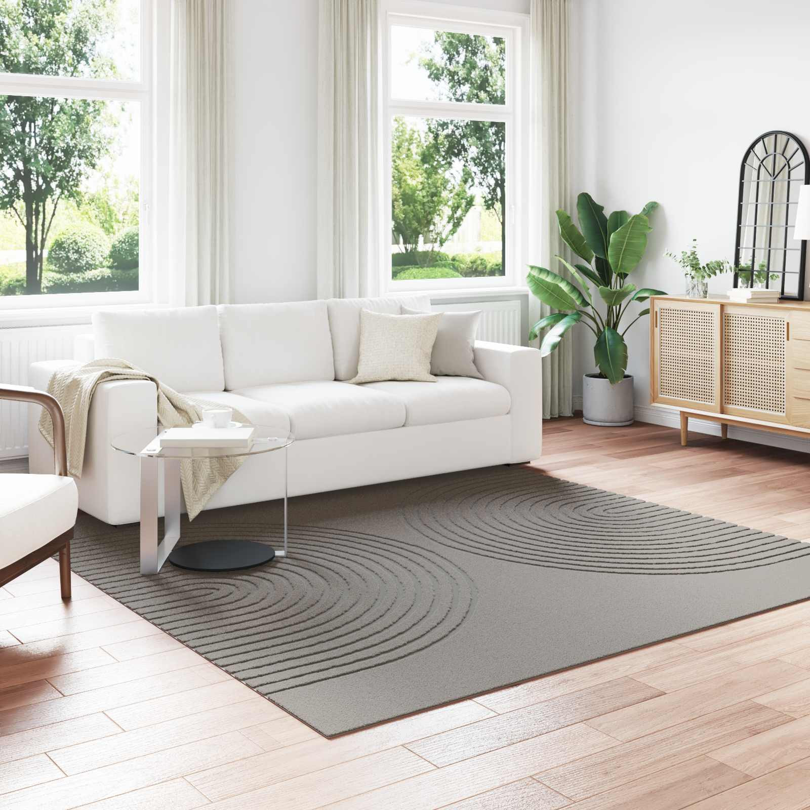 vidaXL Bereichsteppiche Quadratisch GALATI Grau 240 x 240 cm Polyester