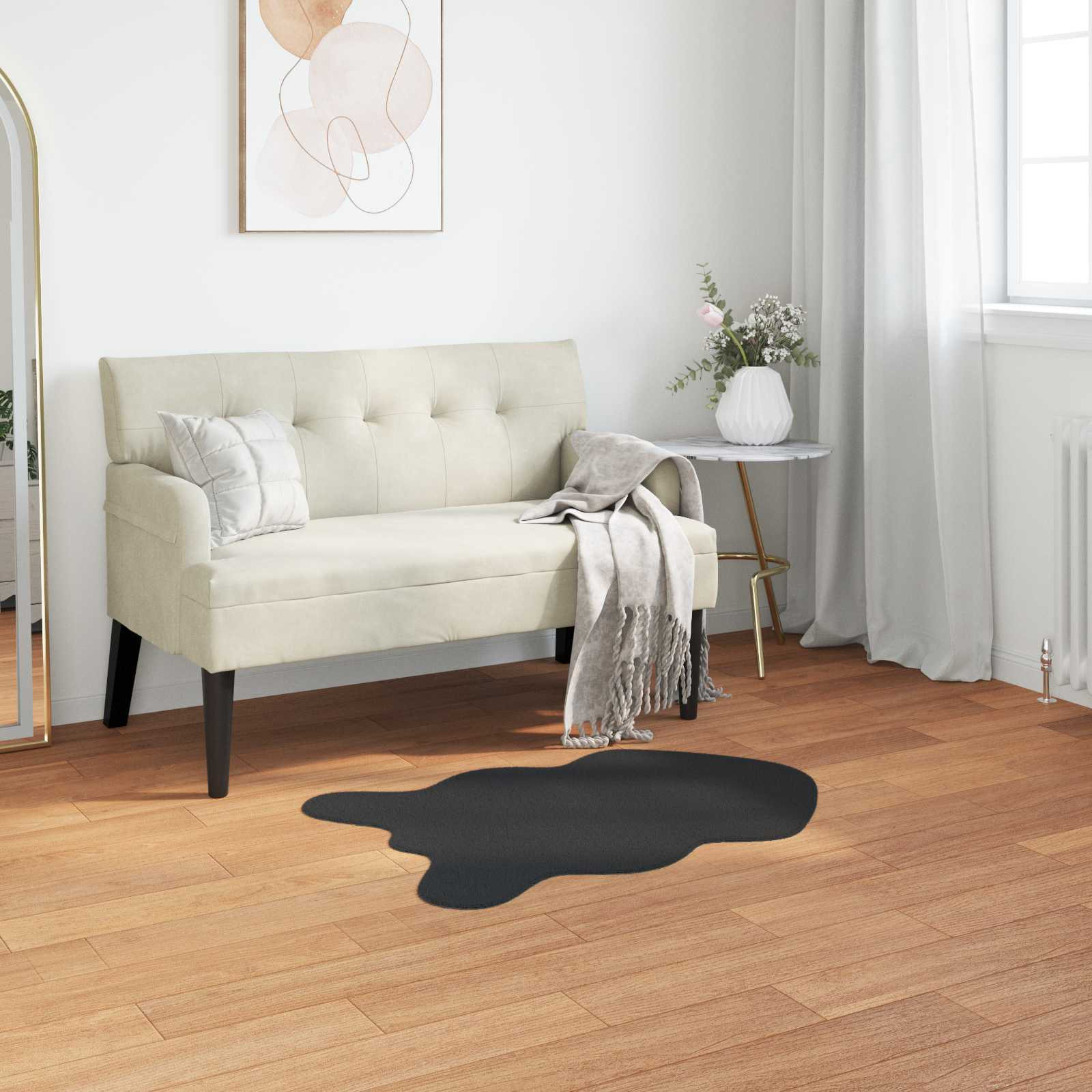 vidaXL Rutschfester Teppich aus Kunstkaninchenfell OLITE Schwarz
