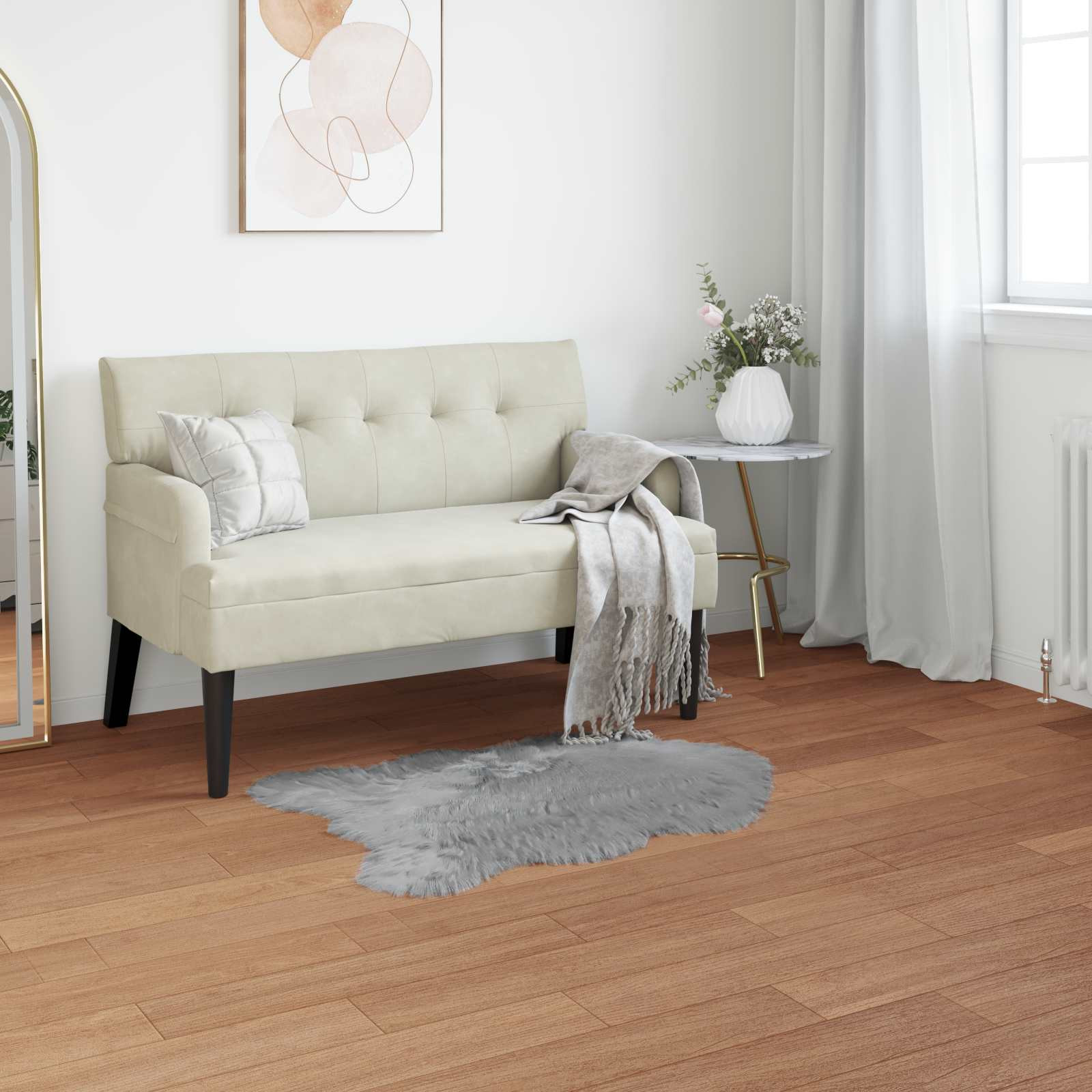 vidaXL Teppich aus Kunstschaffell TAFALLA Grau 50 x 80 cm Polyester