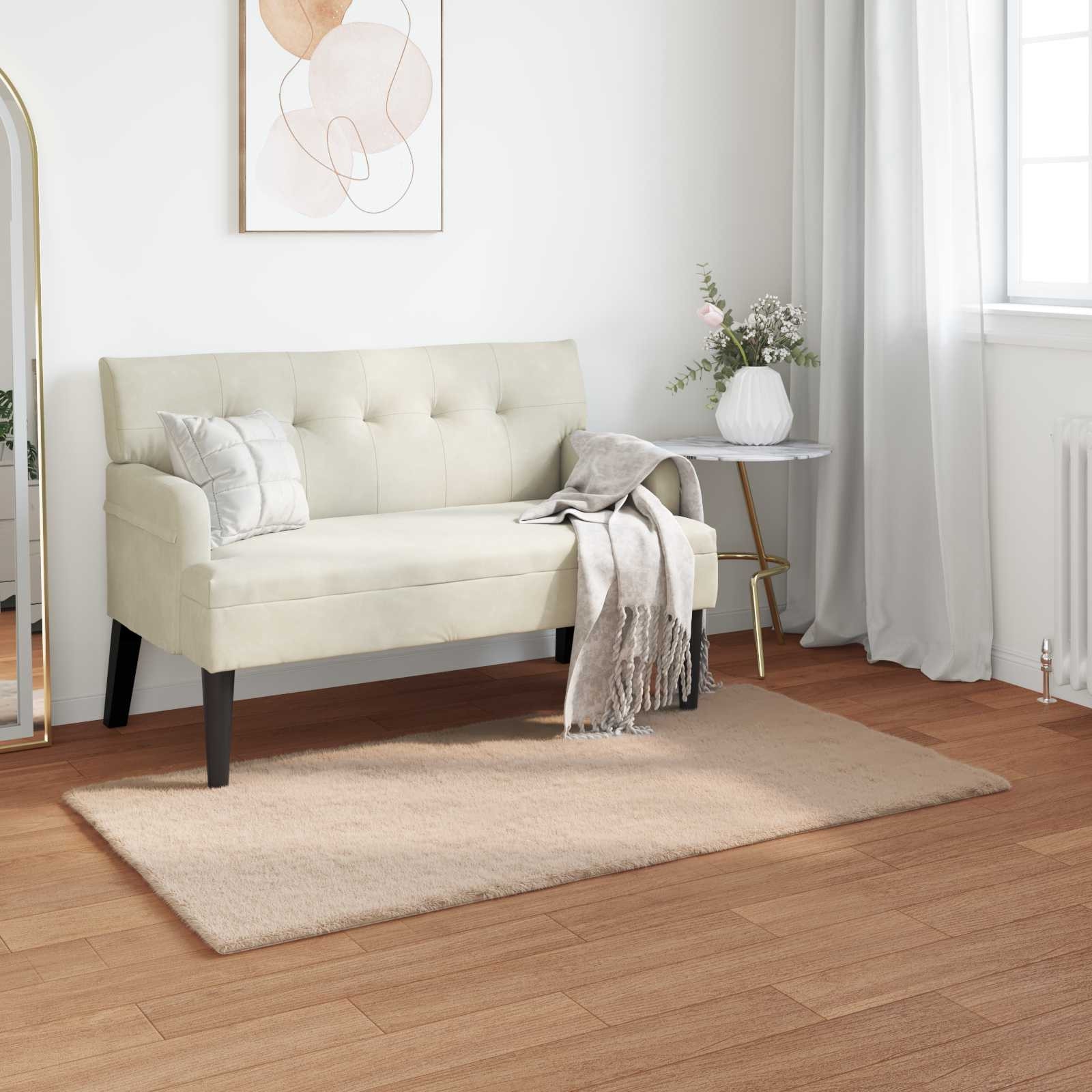 vidaXL Rutschfester Teppich aus Kunstkaninchenfell OLITE Taupe