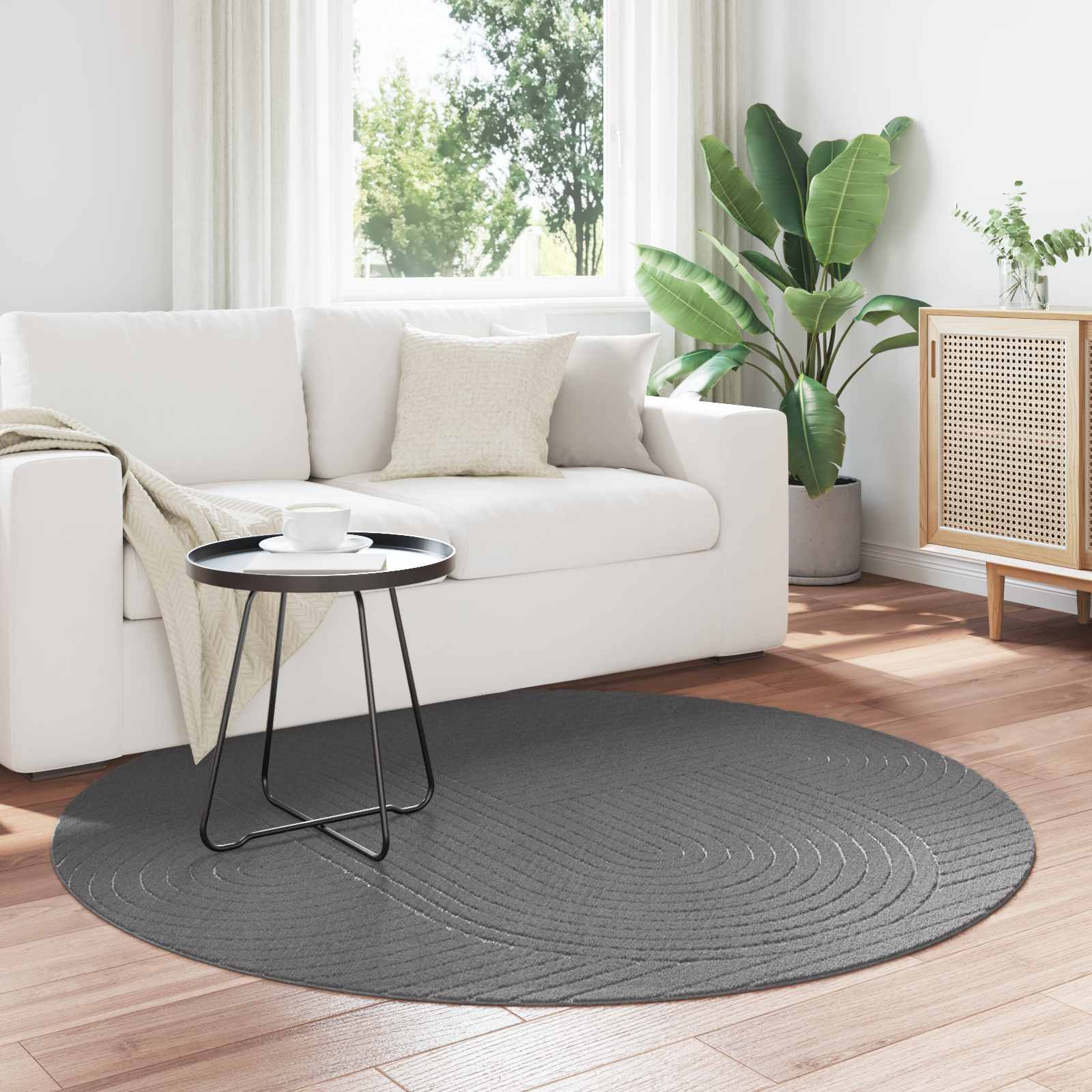 vidaXL Bereichsteppiche Rund PALMERAS Anthrazit Ø 120 CM Polyester
