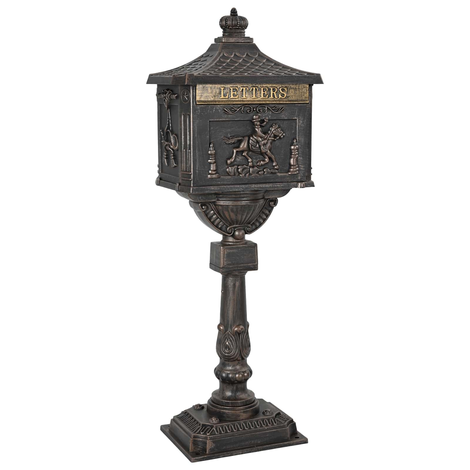 vidaXL Stehender Briefkasten Bronze 42,5 x 29,5 x 117 cm Gussaluminium