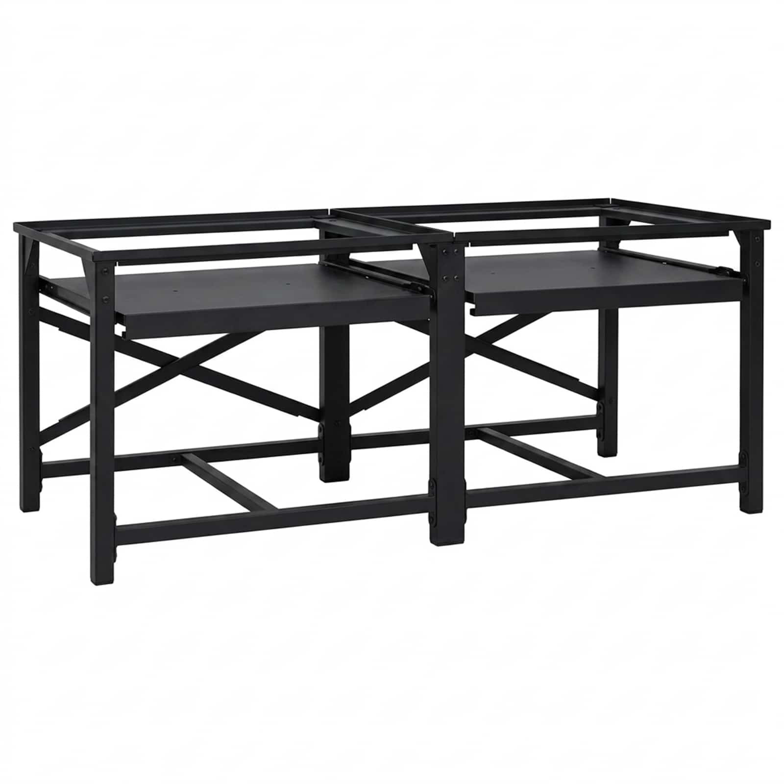 vidaXL Waschmaschinen-Podest 2 Stk. Schwarz 120 x 56 x 52 cm Stahl