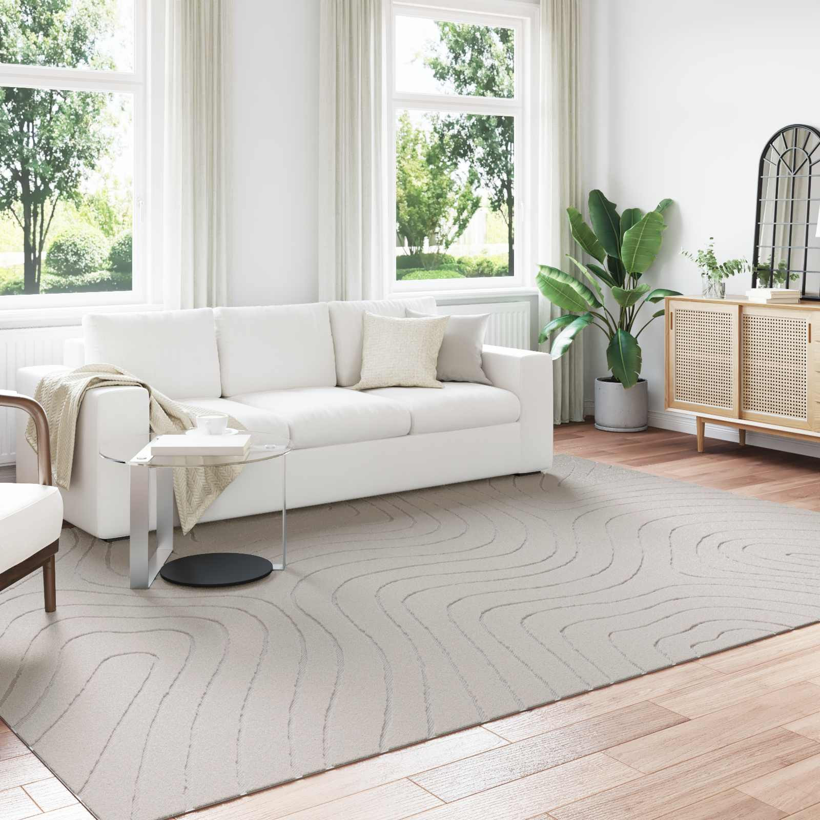 vidaXL Bereichsteppiche PALMERAS Creme 280 x 200 cm Polyester