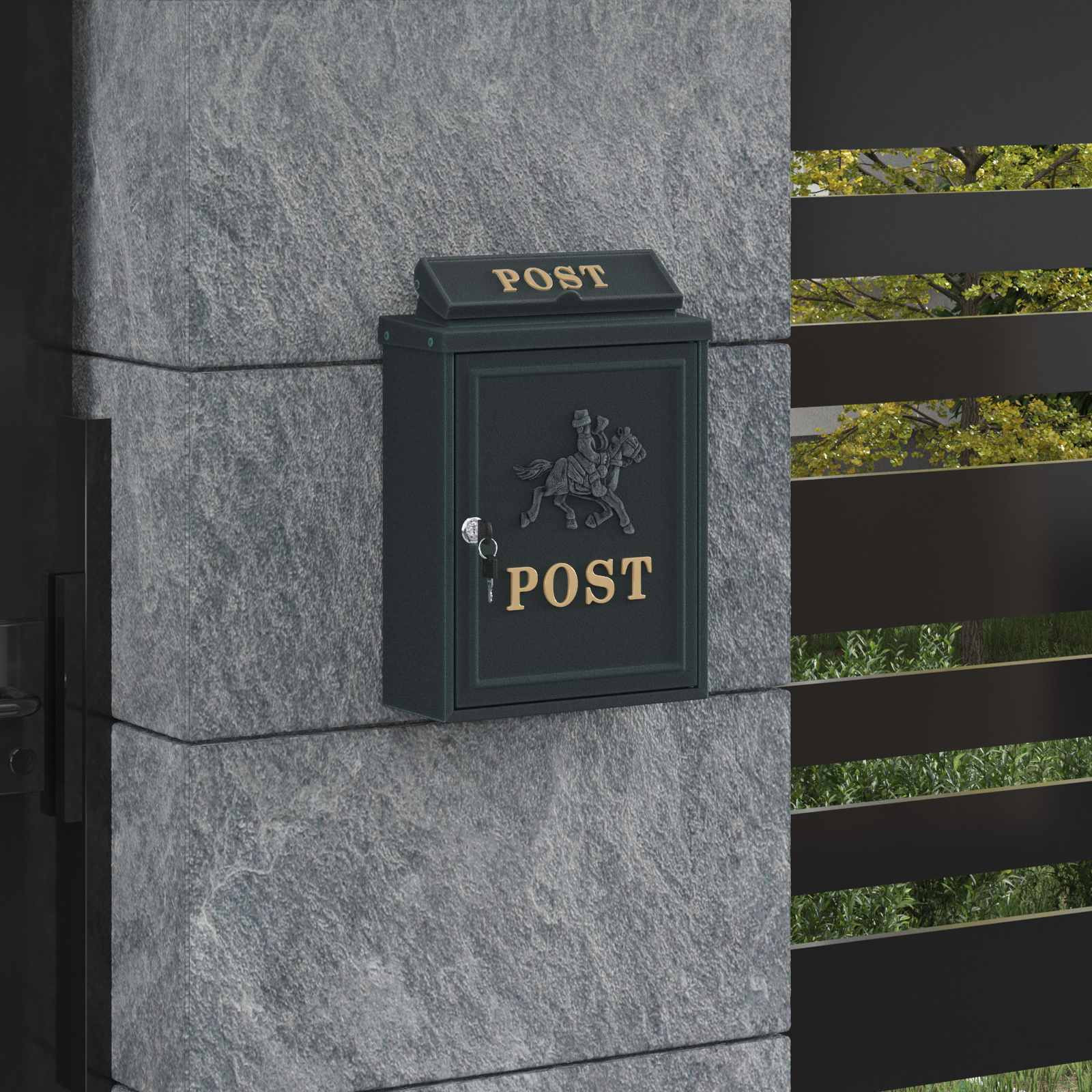 vidaXL Wandmontierter Briefkasten Grün 29 x 13 x 41 cm Gussaluminium