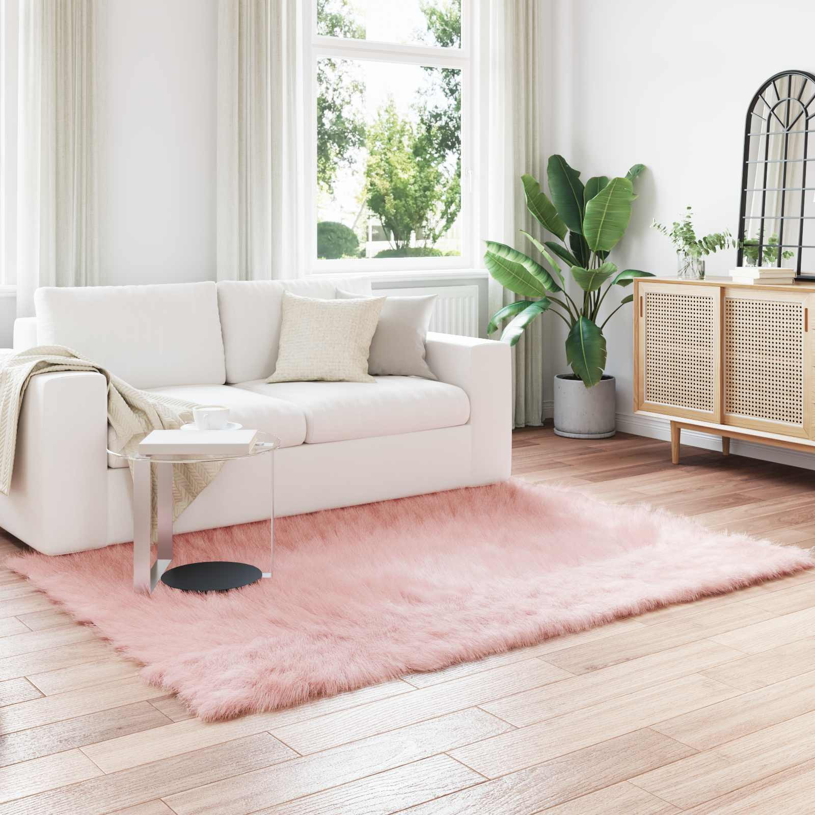 vidaXL Teppich aus Kunstschaffell TAFALLA Rosa 160 x 230 cm Polyester