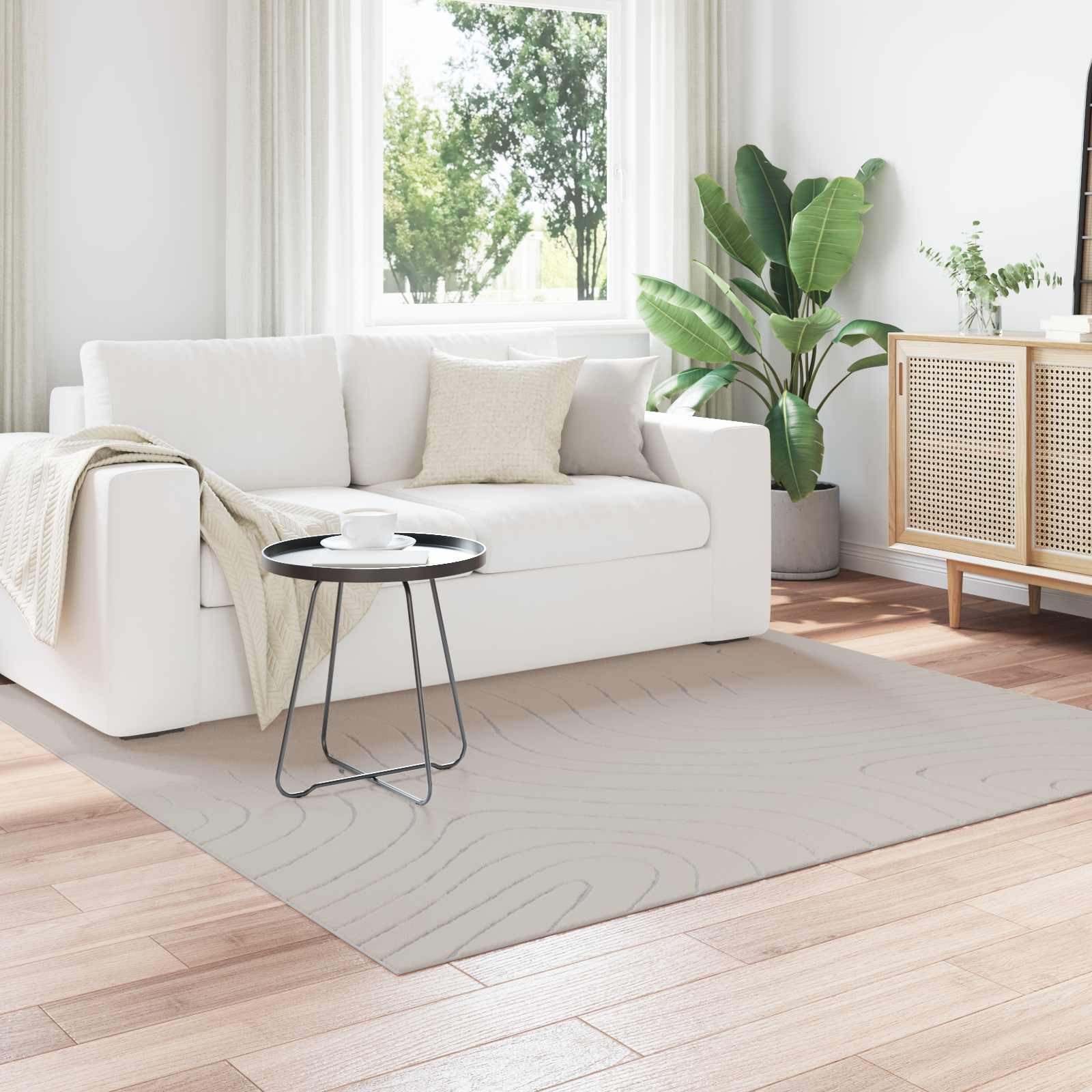 vidaXL Bereichsteppiche PALMERAS Creme 200 x 200 cm Polyester