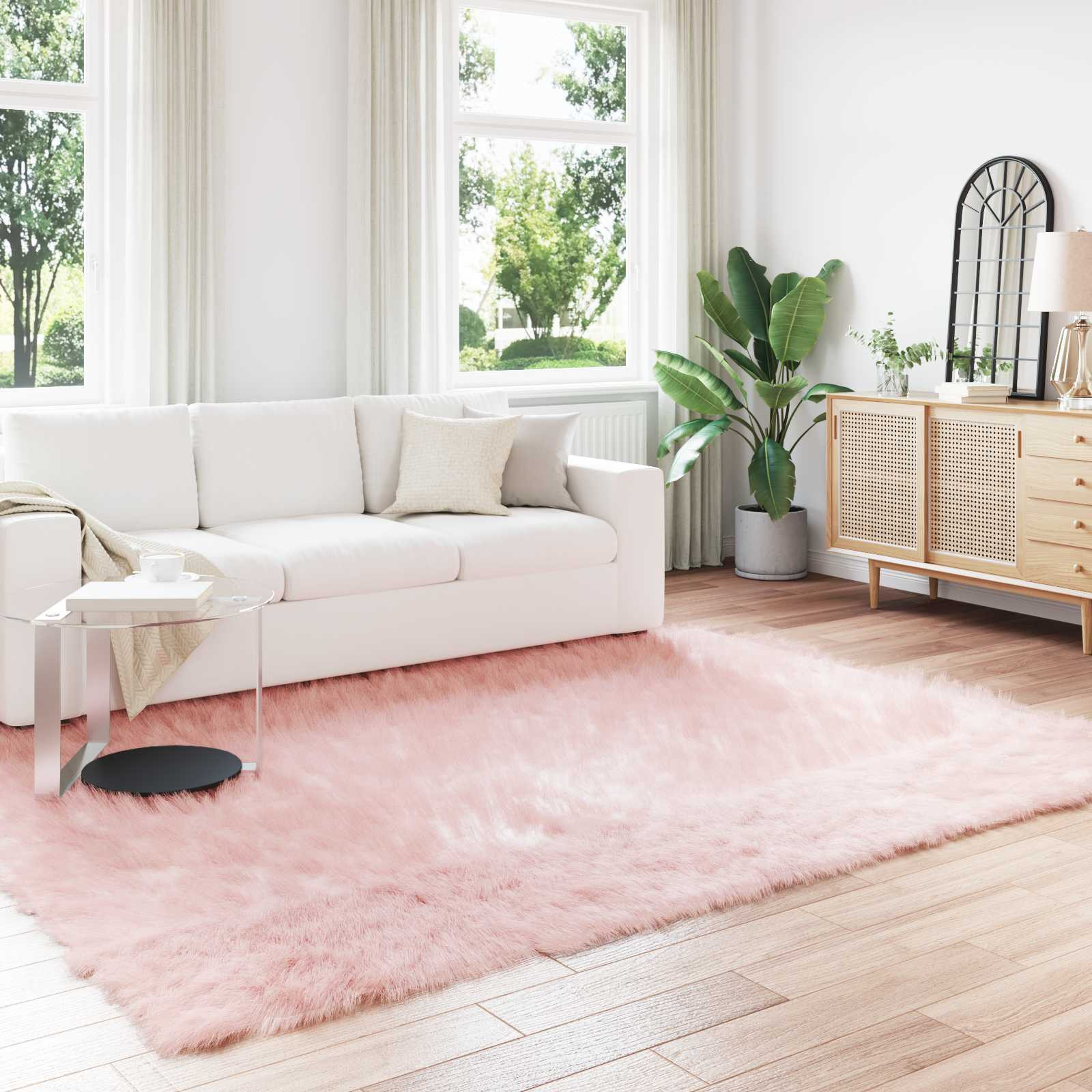 vidaXL Teppich aus Kunstschaffell TAFALLA Rosa 240 x 340 cm Polyester