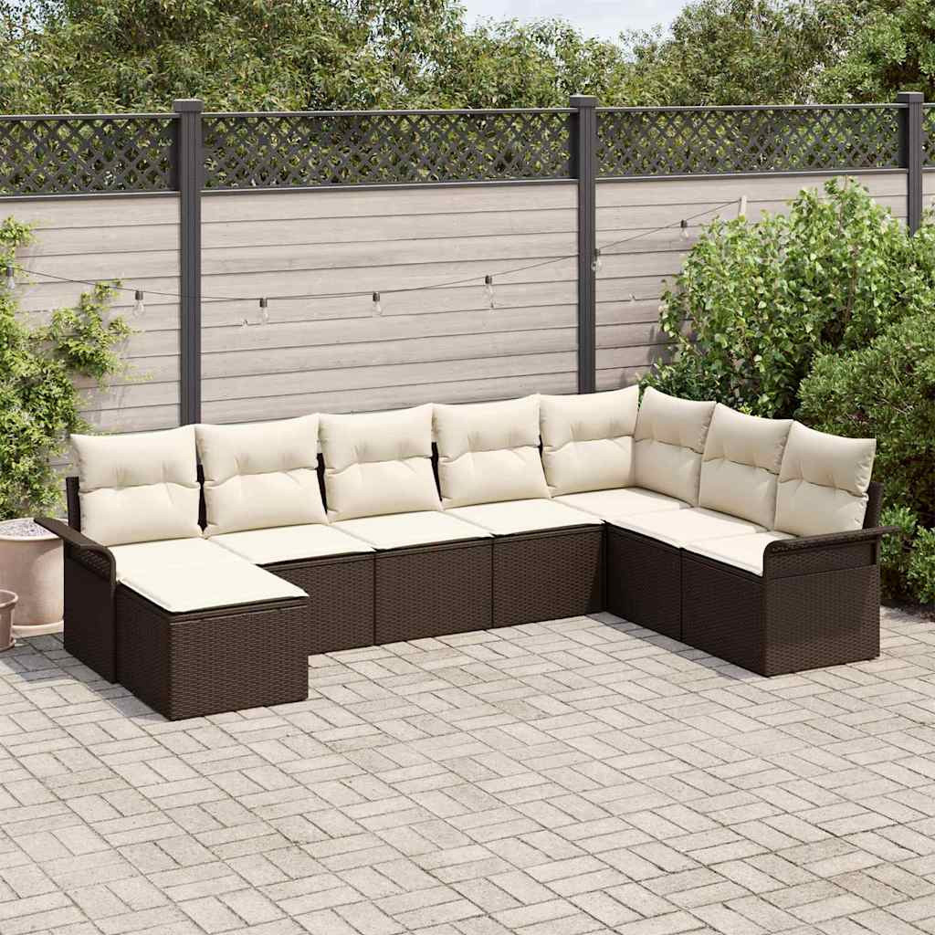 vidaXL Gartensofa-set mit Kissen 8 pcs Braun Poly-Rattan