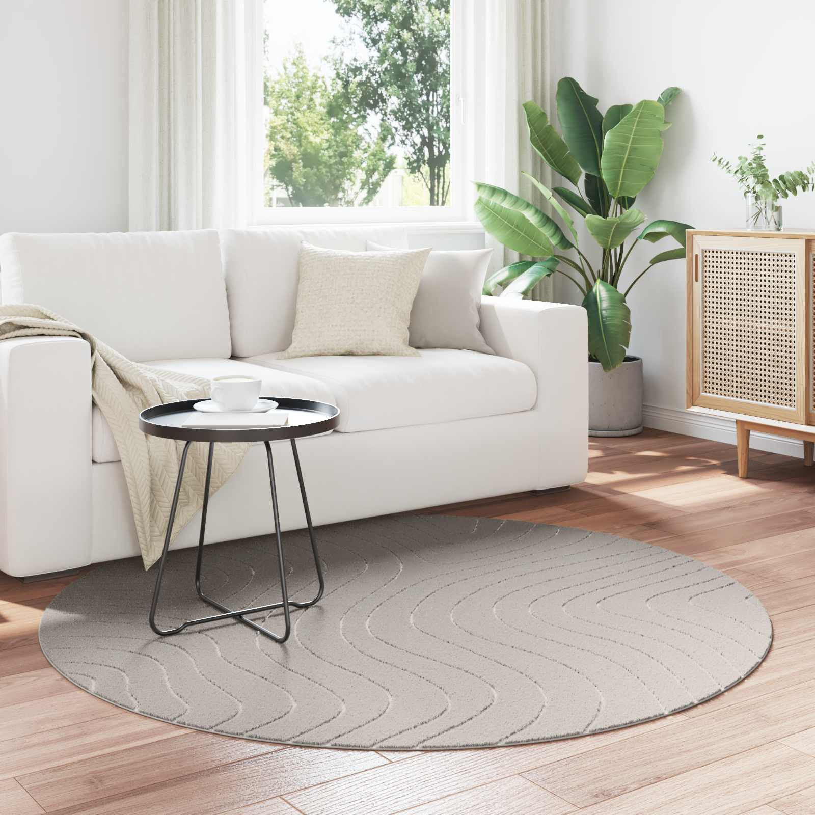 vidaXL Bereichsteppiche Rund PALMERAS Creme Ø 120 CM Polyester