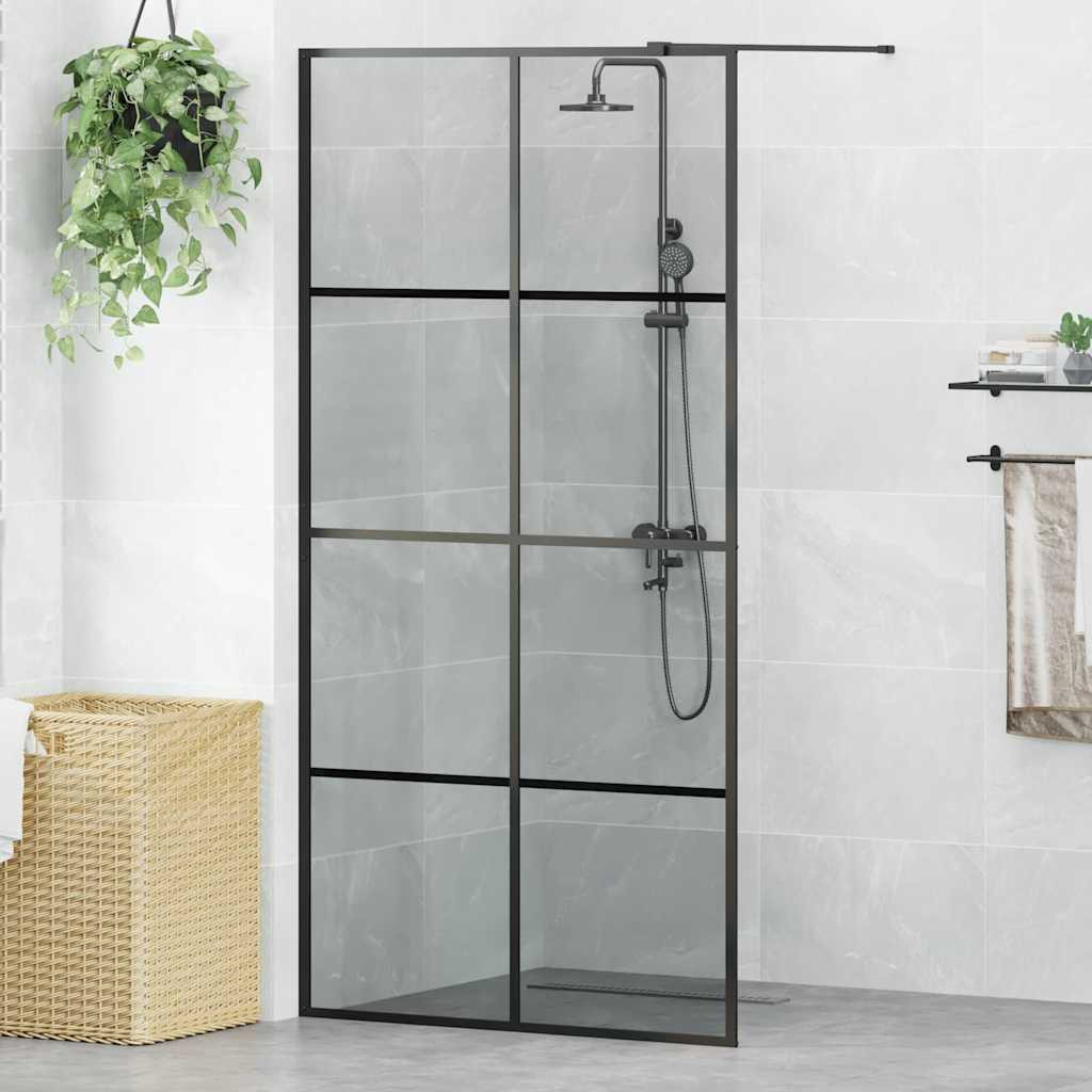 vidaXL Walk-in Duschwand Schwarz 100 x 195 cm Gehärtetes Glas