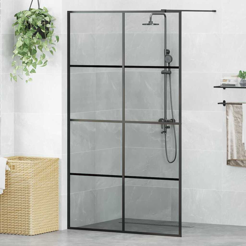 vidaXL Walk-in Duschwand Schwarz 115 x 195 cm Gehärtetes Glas