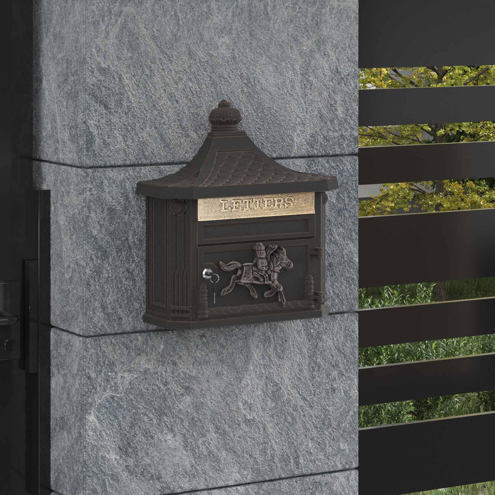 vidaXL Wandmontierter Briefkasten mit Tür Bronze 40,5 x 16 x 45 cm