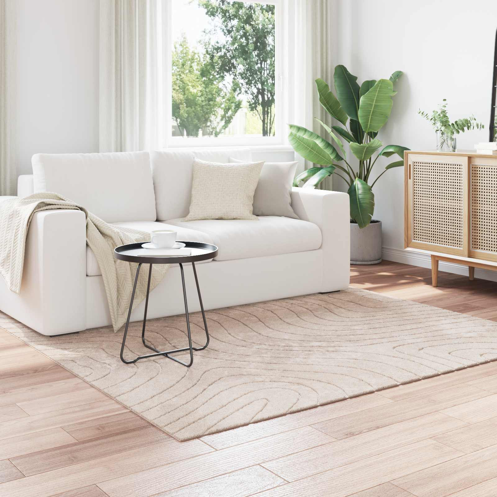vidaXL Bereichsteppiche PALMERAS Beige 200 x 200 cm Polyester