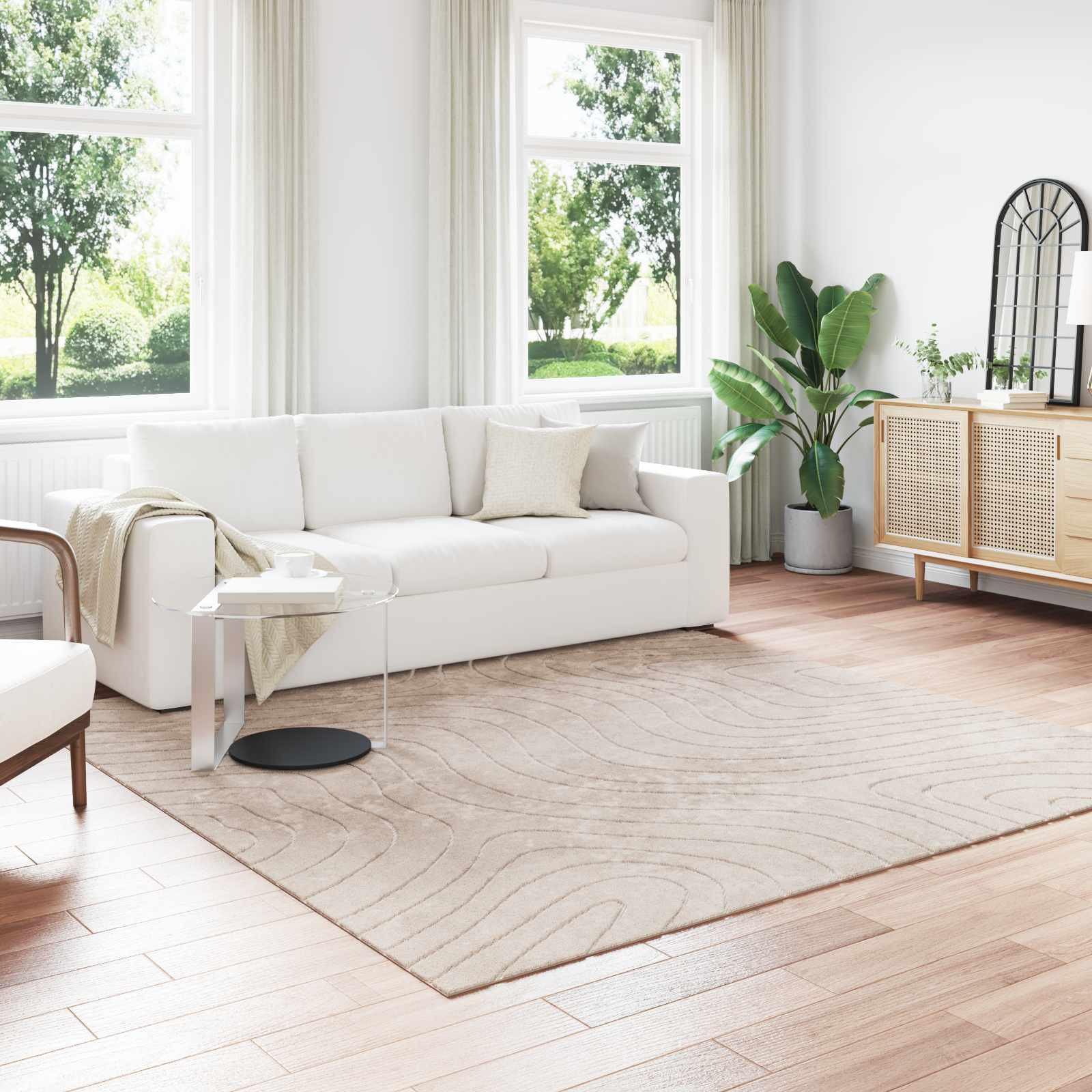 vidaXL Bereichsteppiche PALMERAS Beige 240 x 240 cm Polyester