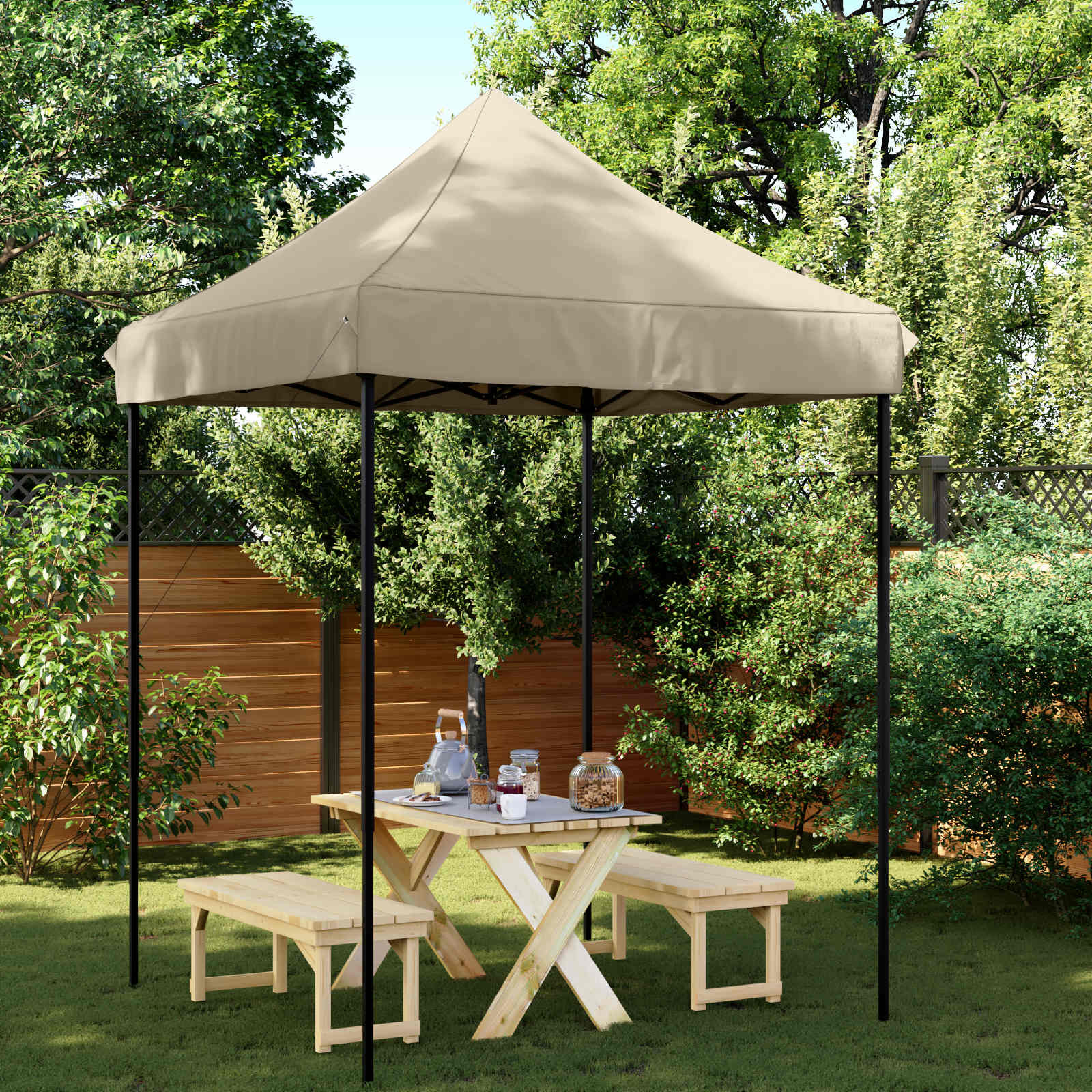vidaXL Party-Zelt Taupe 200 x 200 x 306 cm Oxford-Stoff