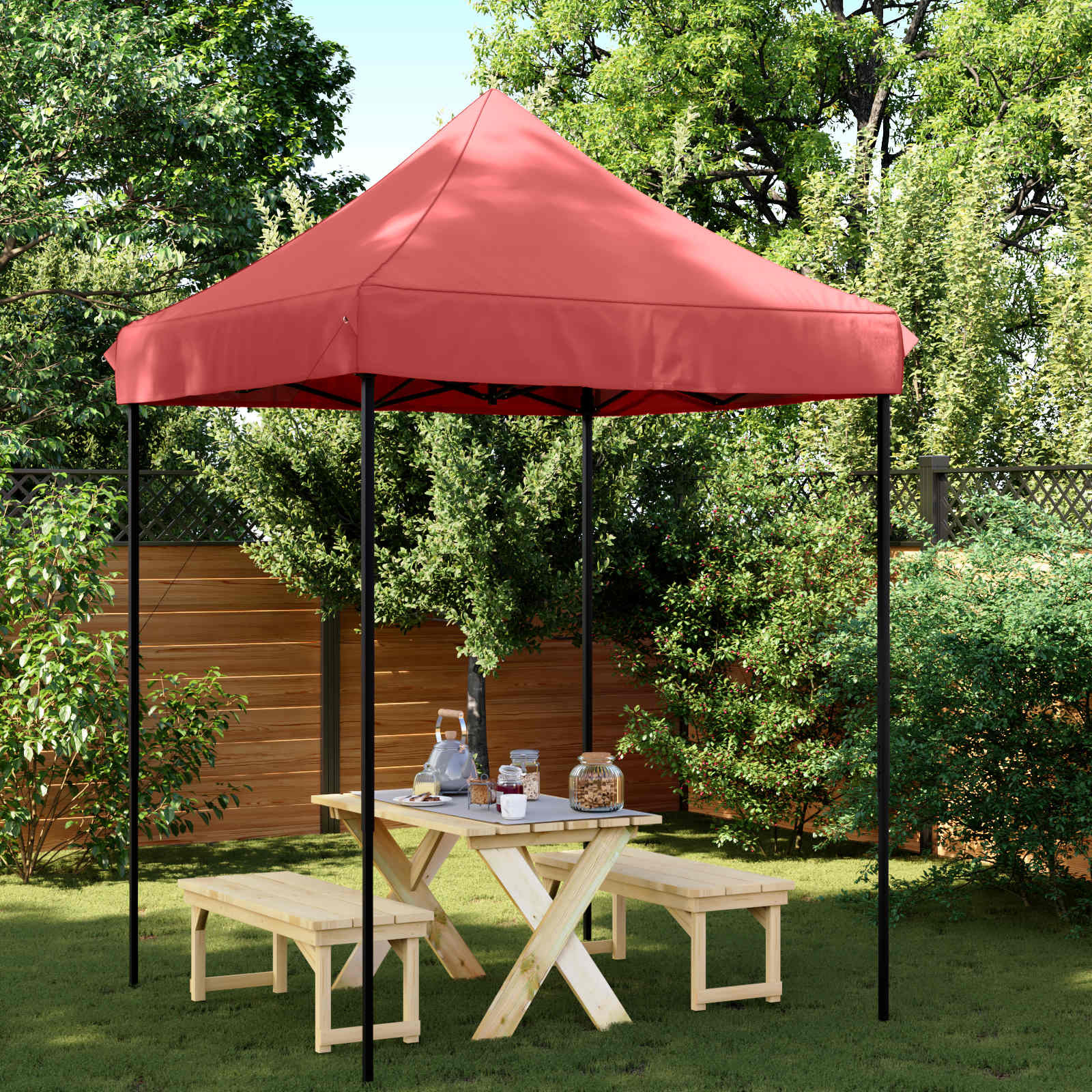 vidaXL Party-Zelt Bordeauxrot 200 x 200 x 306 cm Oxford-Stoff